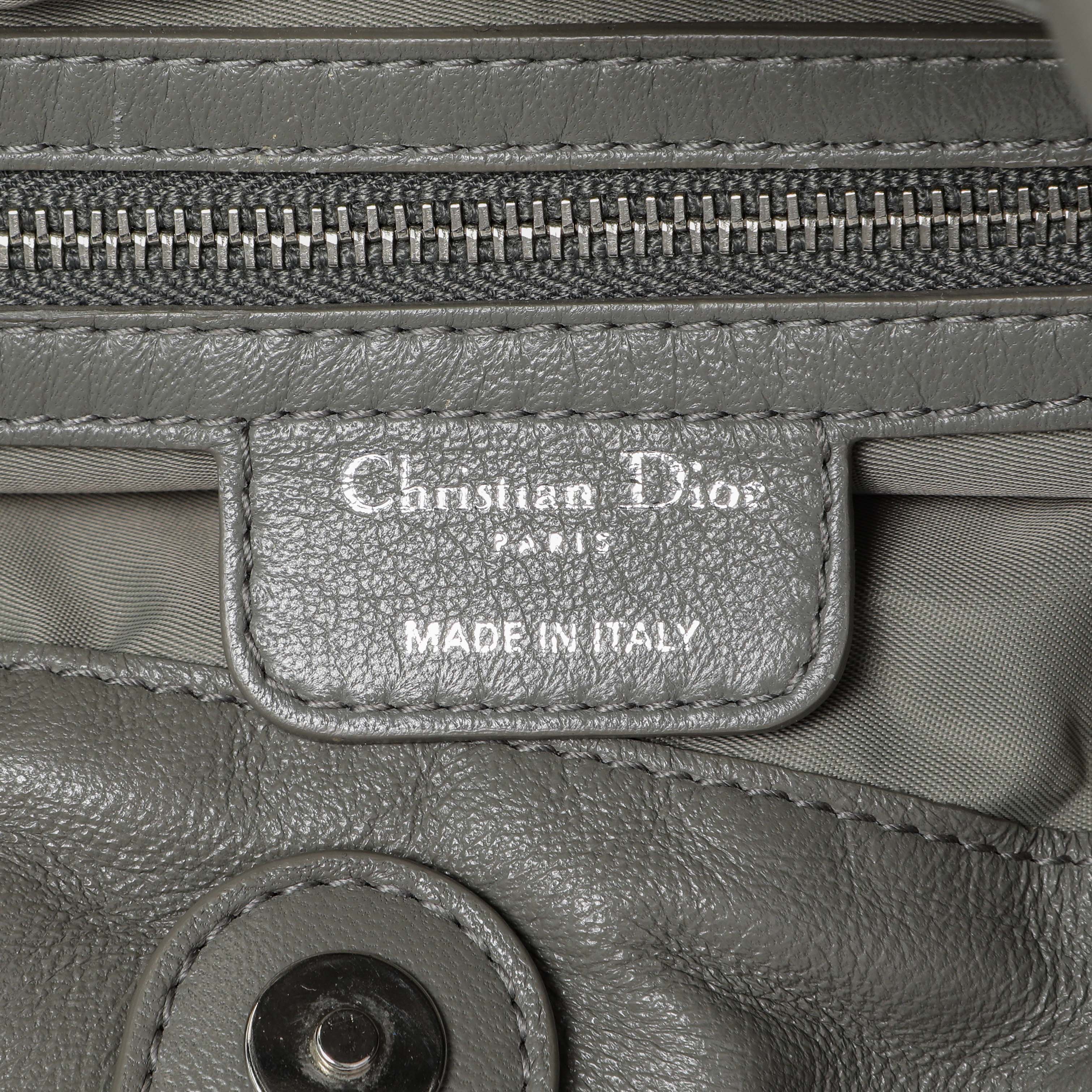 Christian Dior Grey Nylon Cannage Charming Lock Tote - Image 5
