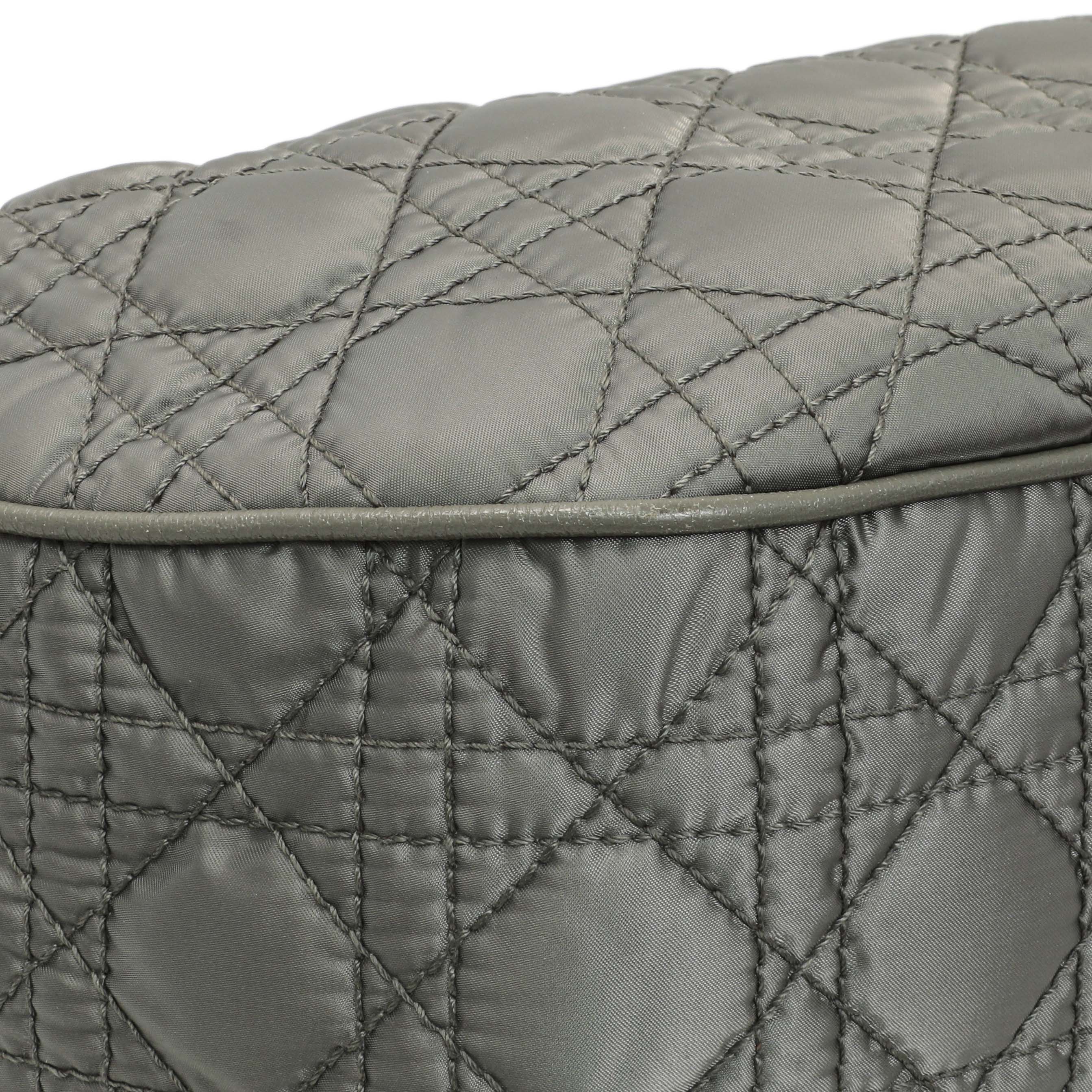 Christian Dior Grey Nylon Cannage Charming Lock Tote - Image 7