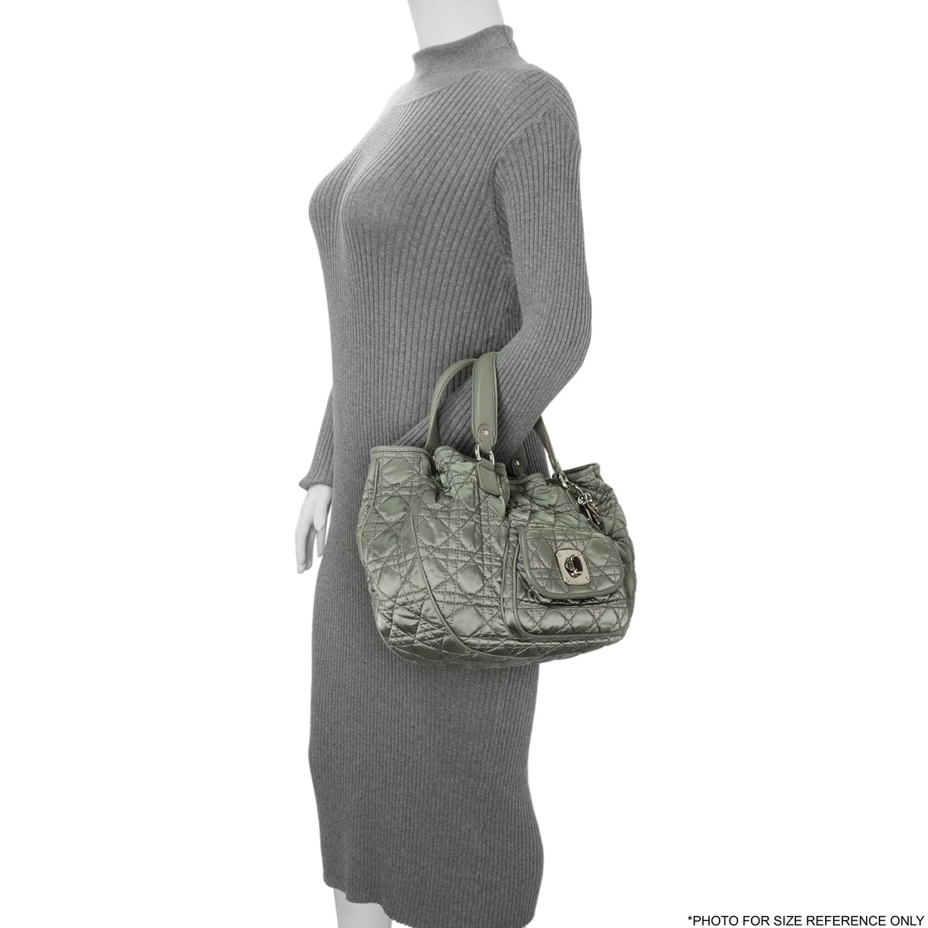 Christian Dior Grey Nylon Cannage Charming Lock Tote - Image 9