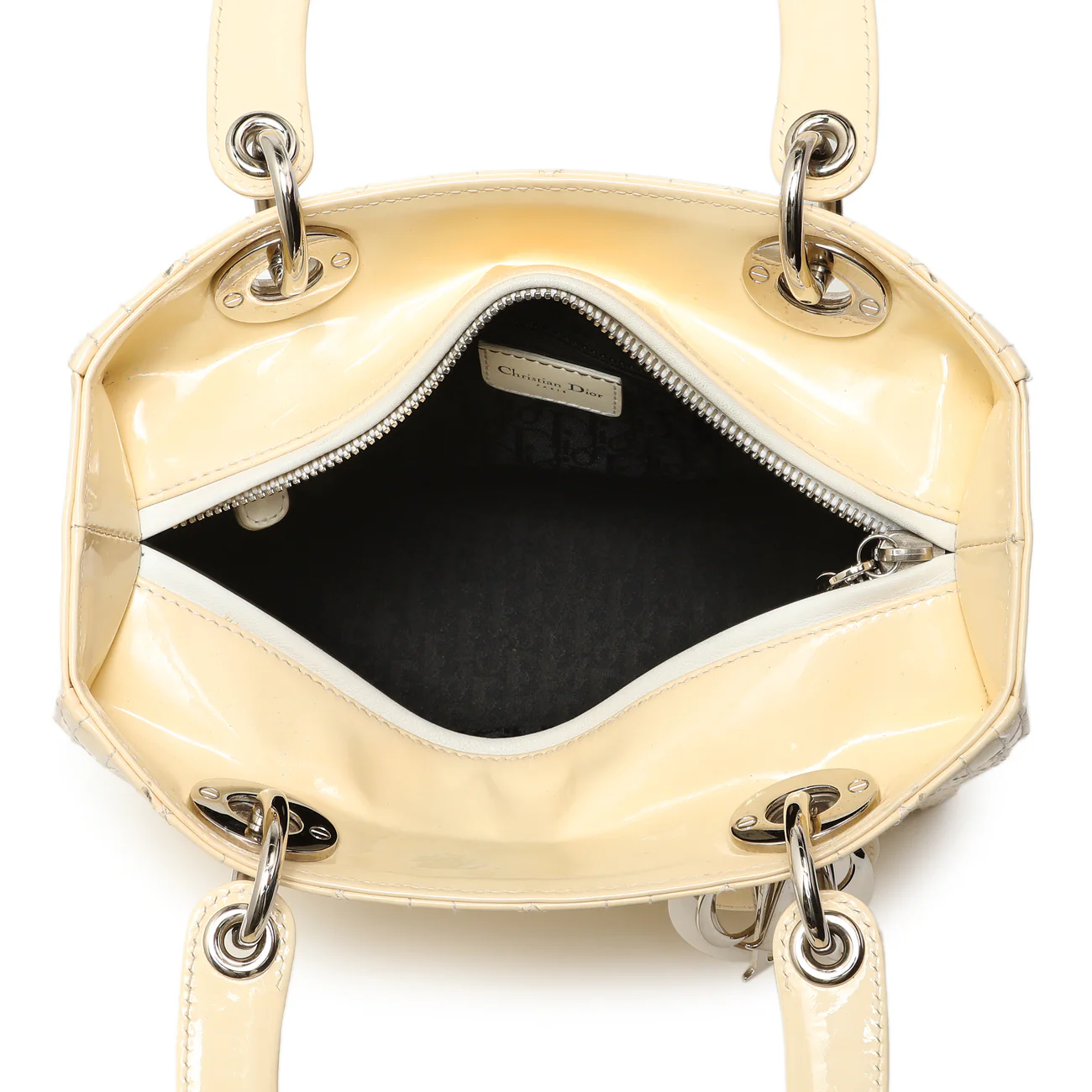 Christian Dior Ivory Patent Cannage Medium Lady Dior - Image 10