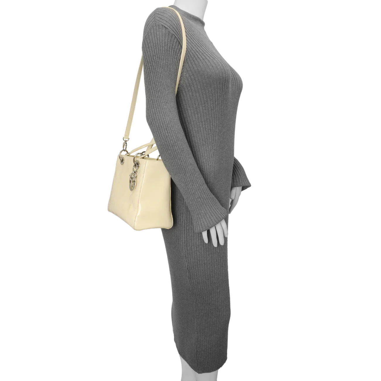 Christian Dior Ivory Patent Cannage Medium Lady Dior - Image 11