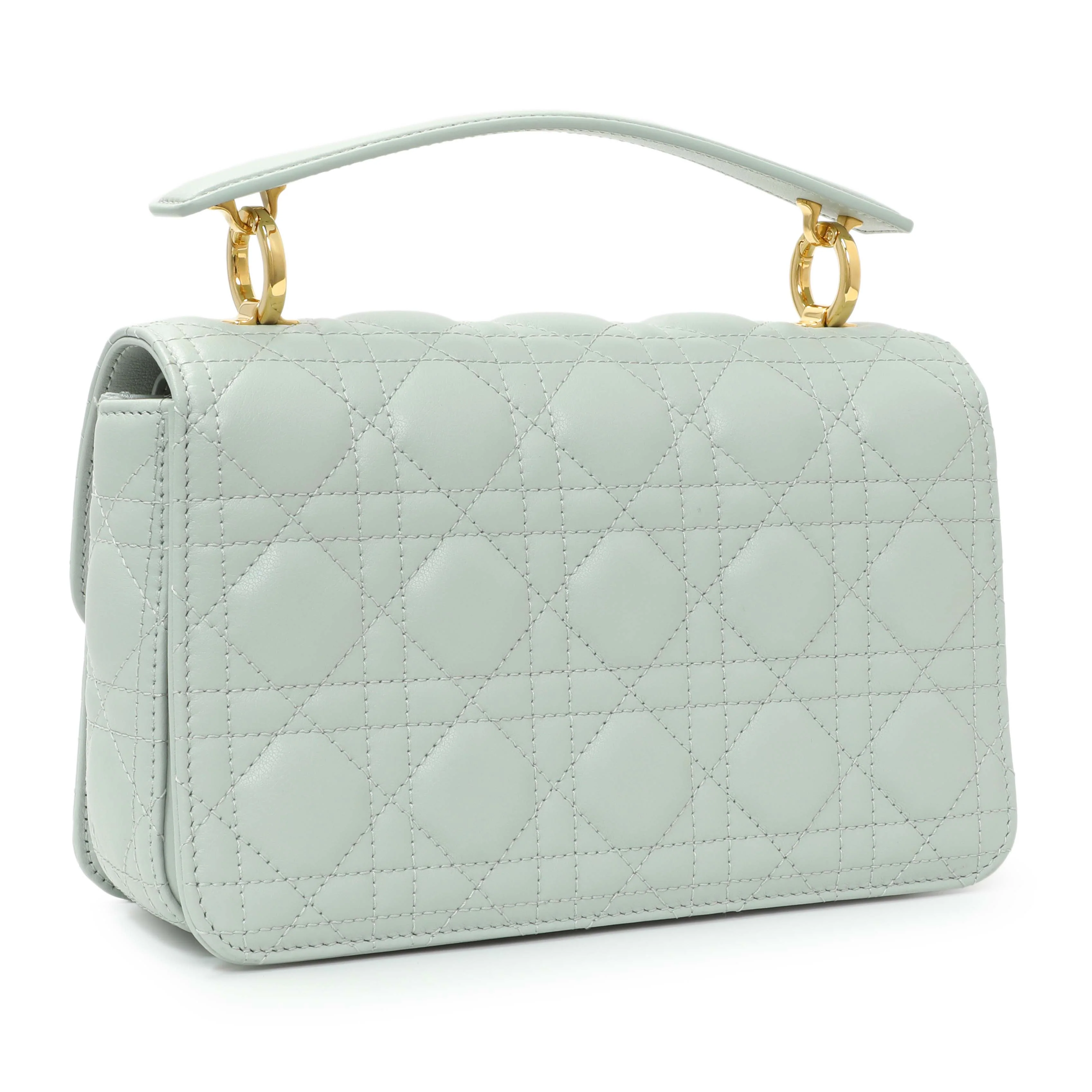 Christian Dior Light Blue Lambskin Cannage Small Jolie Top Handle Bag - Image 2