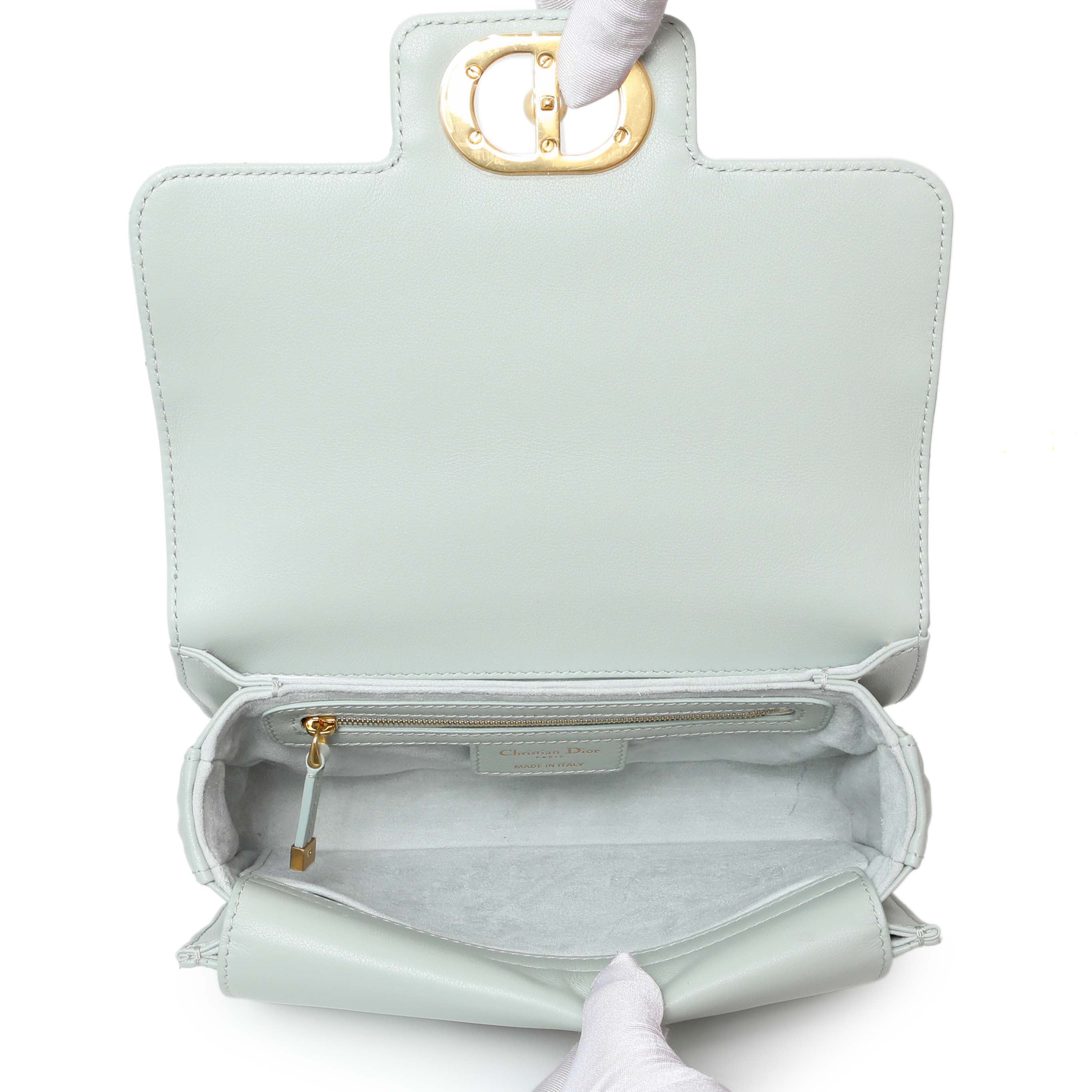 Christian Dior Light Blue Lambskin Cannage Small Jolie Top Handle Bag - Image 4
