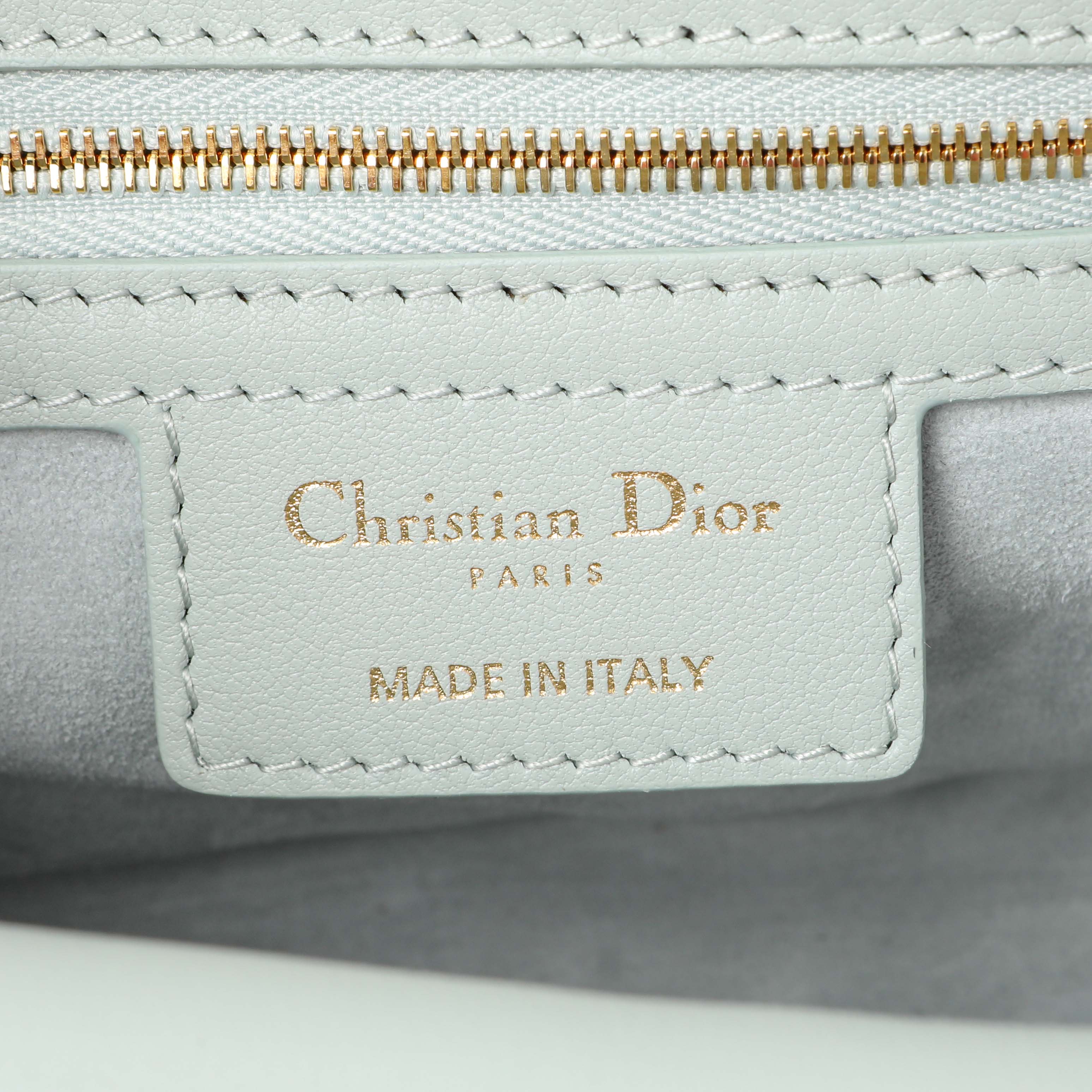 Christian Dior Light Blue Lambskin Cannage Small Jolie Top Handle Bag - Image 5