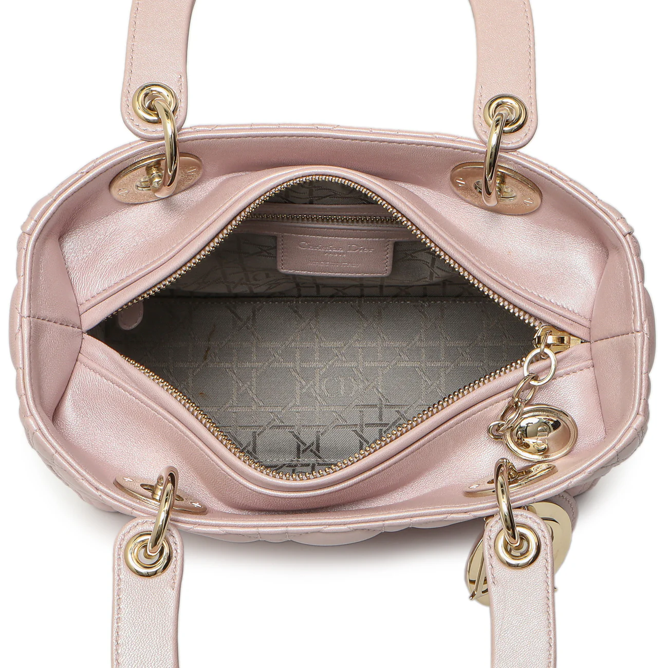 Christian Dior Lotus Metallic Lambskin Cannage Medium Lady Dior - Image 8
