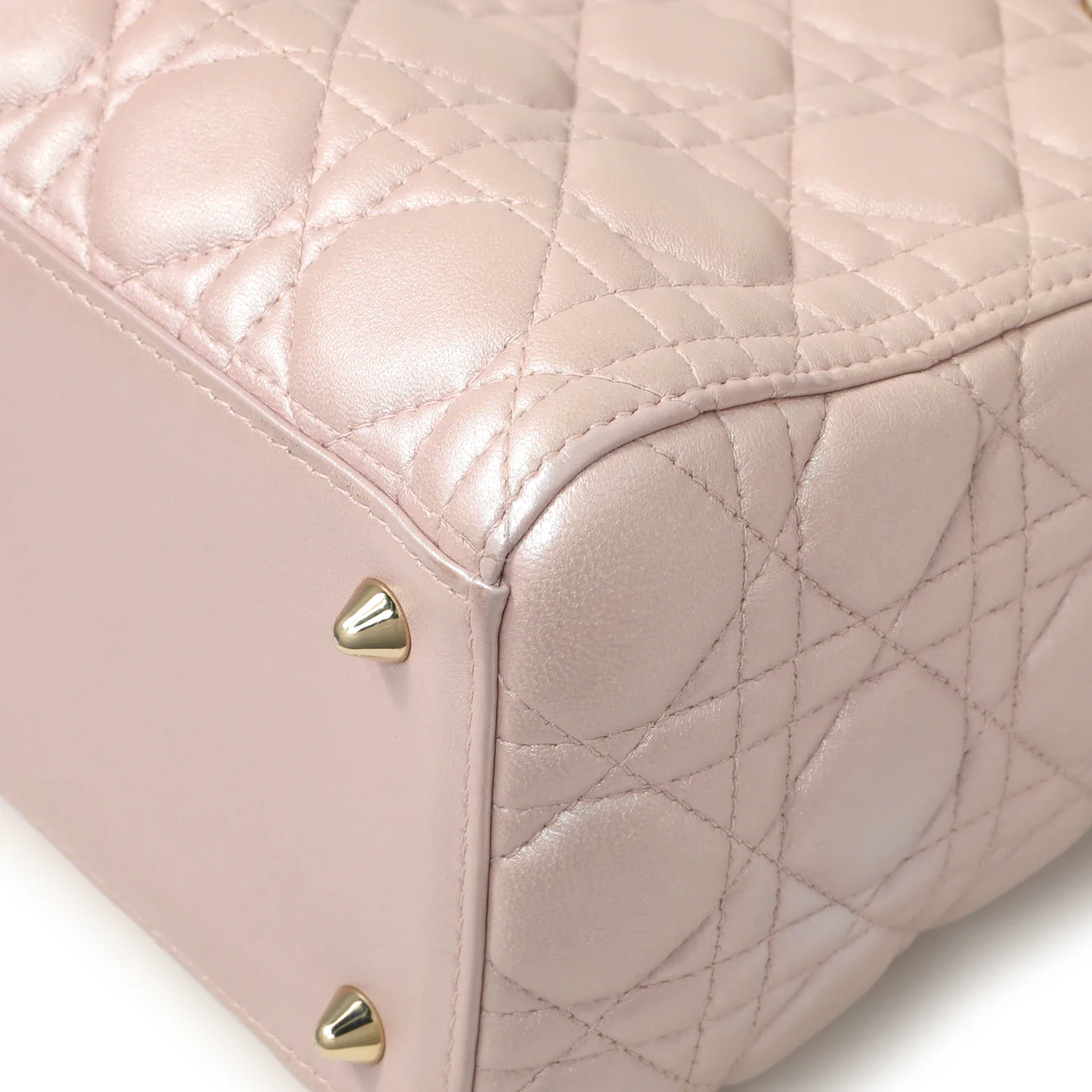 Christian Dior Lotus Pearly Lambskin Cannage Medium Lady Dior - Image 7