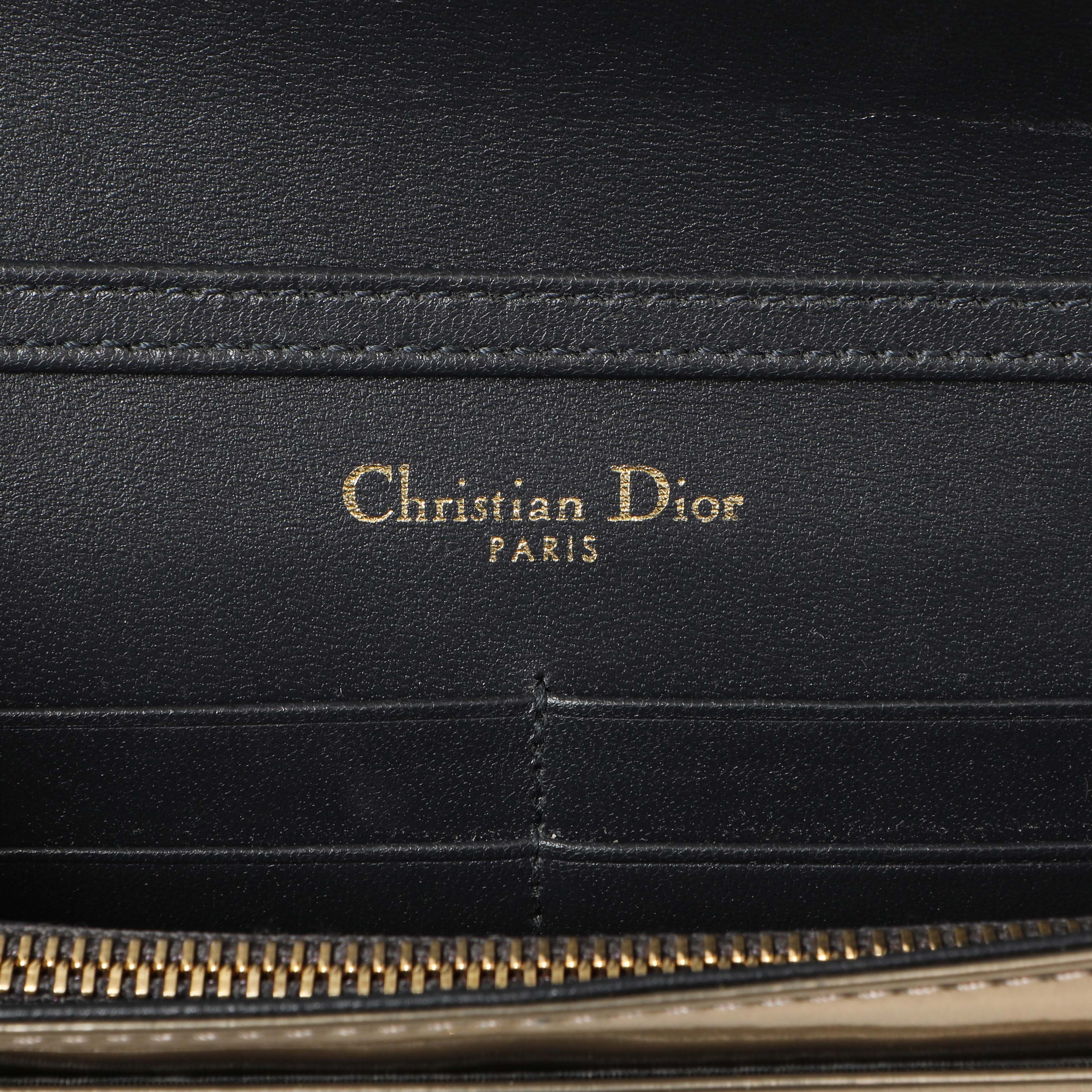Christian Dior Metallic Gold Patent Micro Cannage Diorama Wallet on Chain - Image 9