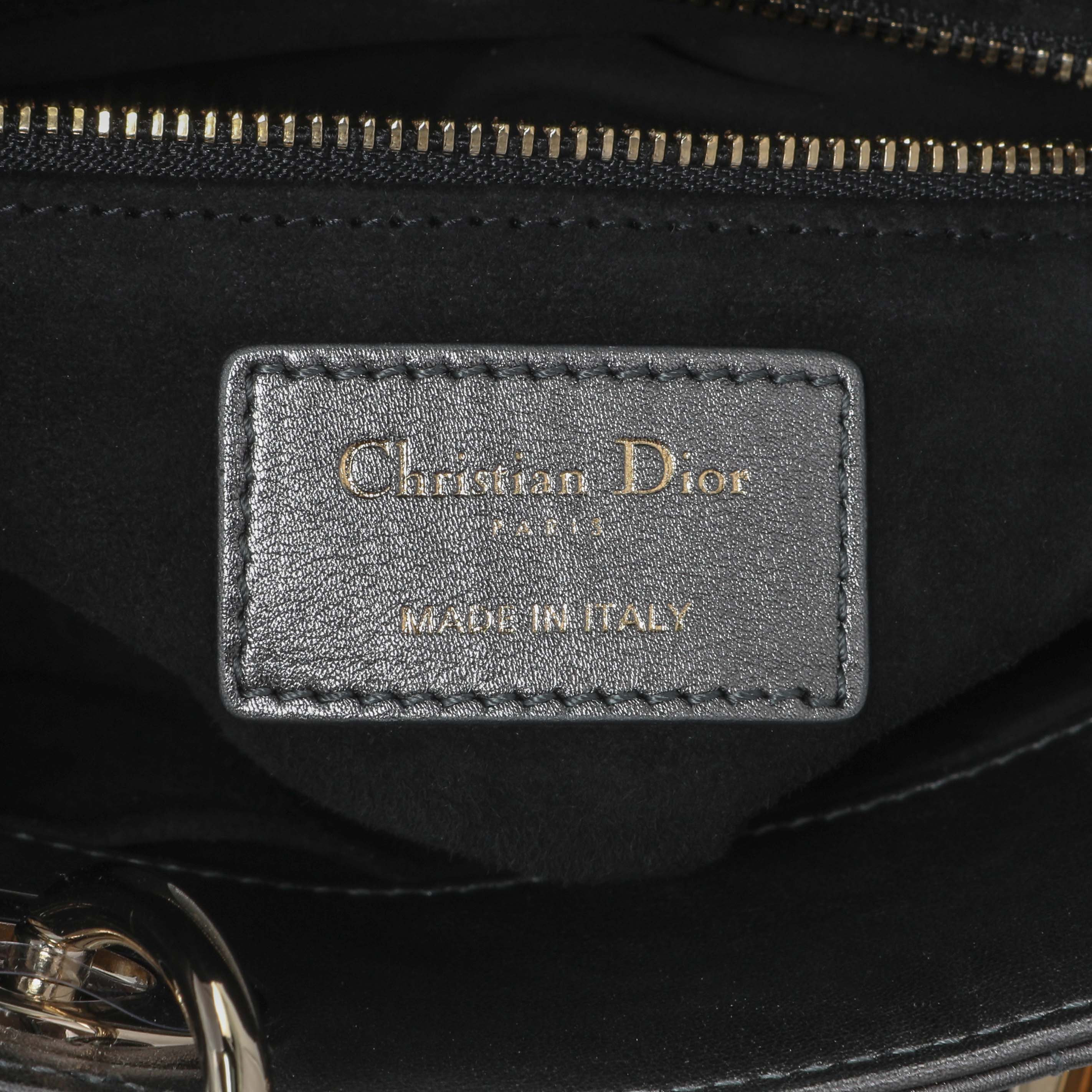 Christian Dior Metallic Grey Lambskin Cannage Small Small My ABCDior Lady Dior - Image 5
