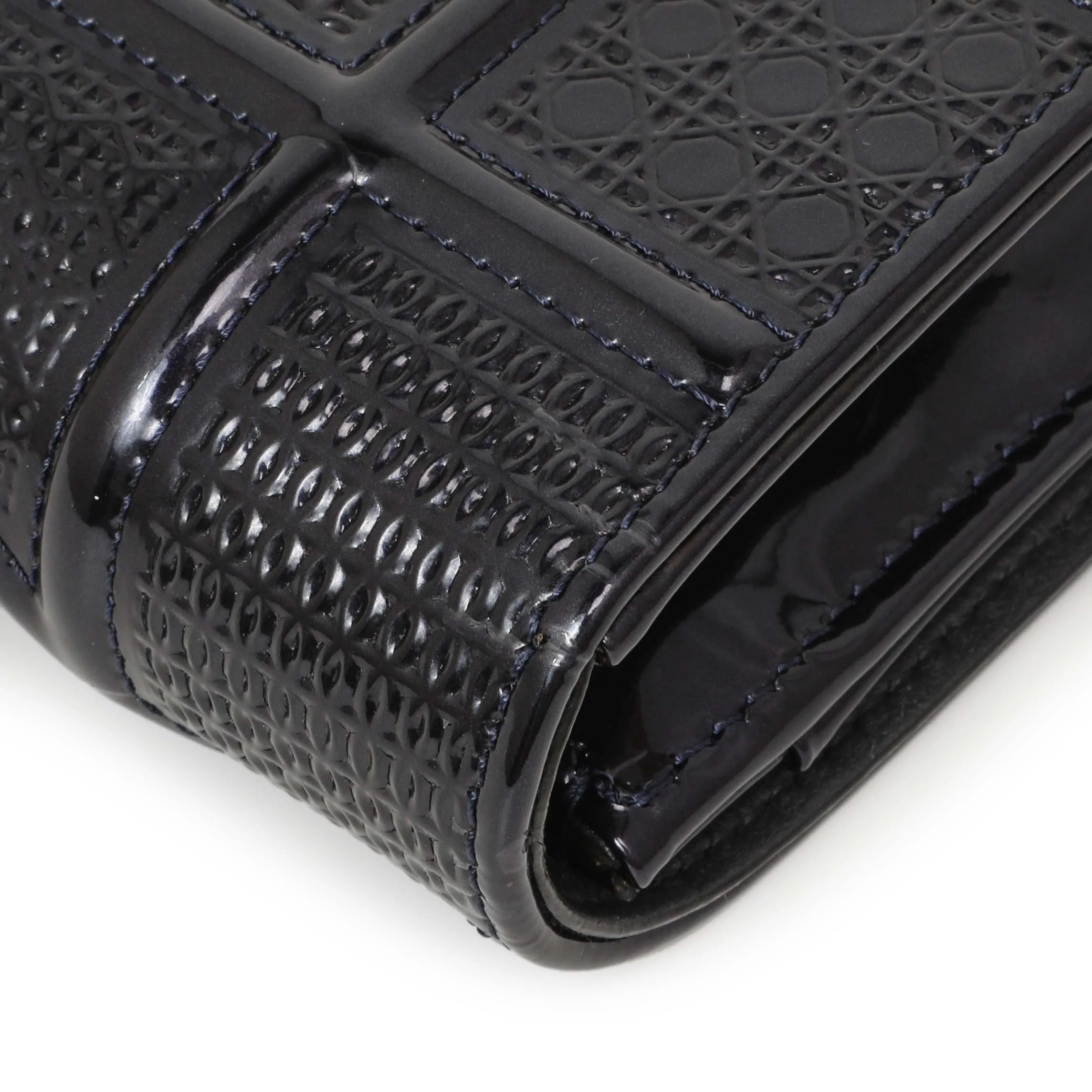 Christian Dior Navy Patent Micro-Cannage Diorama Wallet on Chain - Image 11
