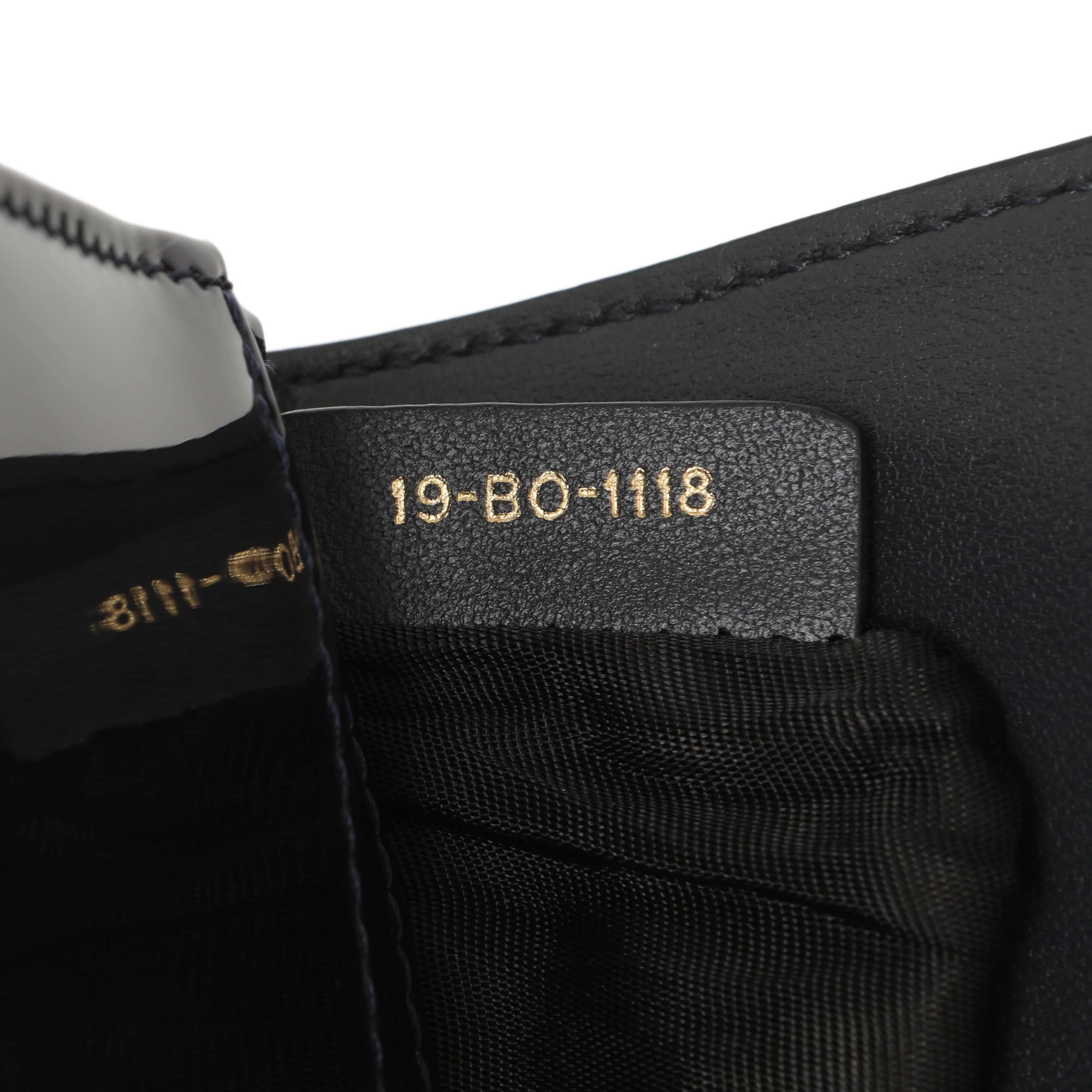 Christian Dior Navy Patent Micro-Cannage Diorama Wallet on Chain - Image 14