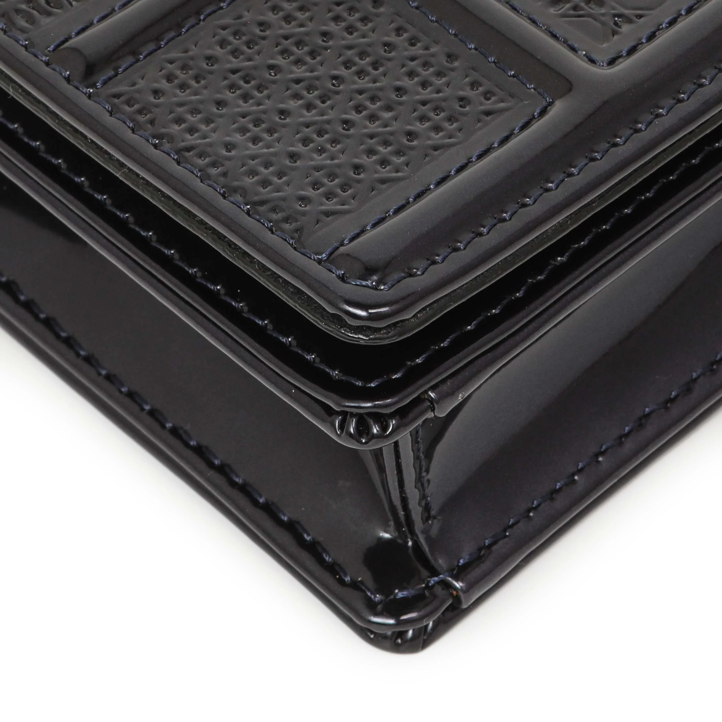 Christian Dior Navy Patent Micro-Cannage Diorama Wallet on Chain - Image 6