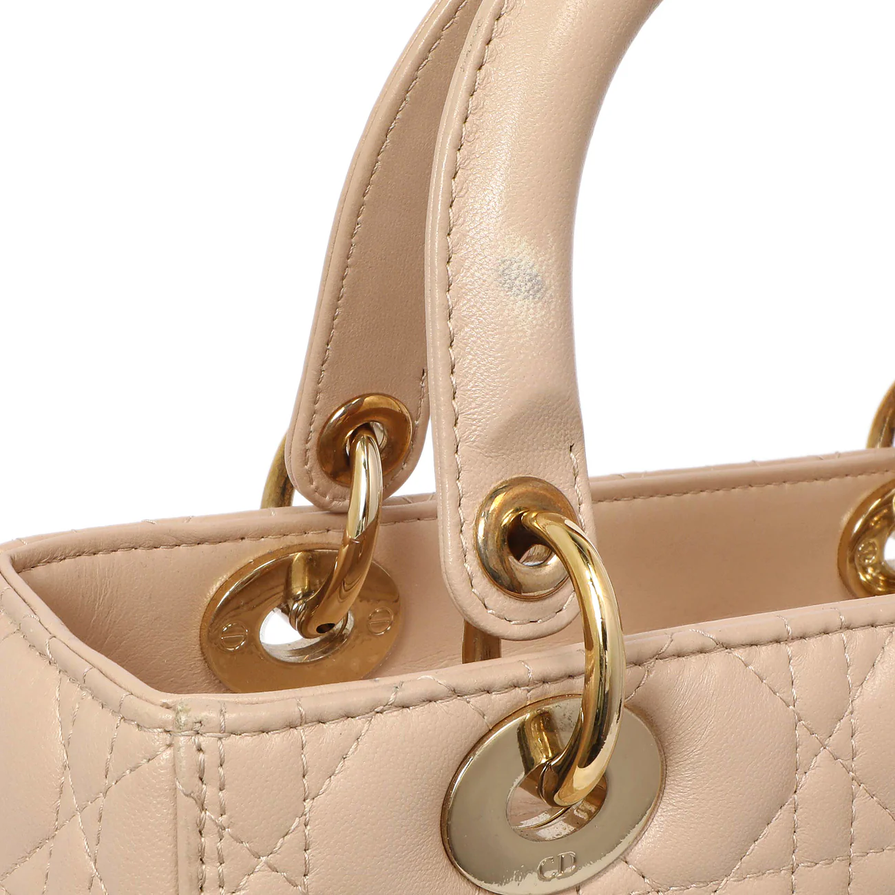 Christian Dior Nude Lambskin Cannage Medium Lady Dior - Image 11