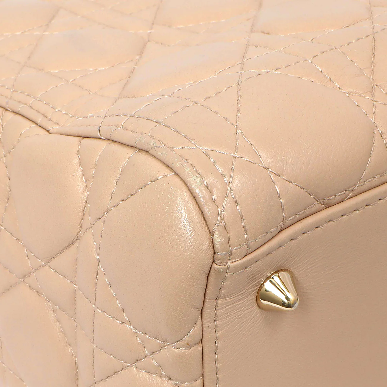 Christian Dior Nude Lambskin Cannage Medium Lady Dior - Image 4