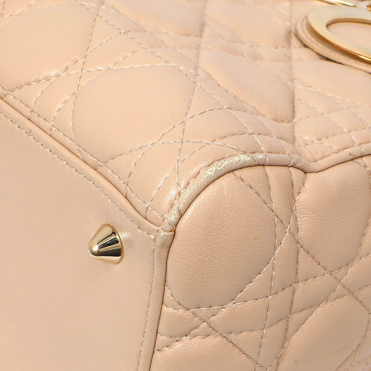 Christian Dior Nude Lambskin Cannage Medium Lady Dior - Image 5