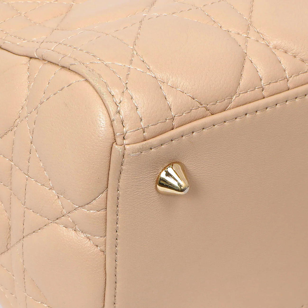 Christian Dior Nude Lambskin Cannage Medium Lady Dior - Image 6