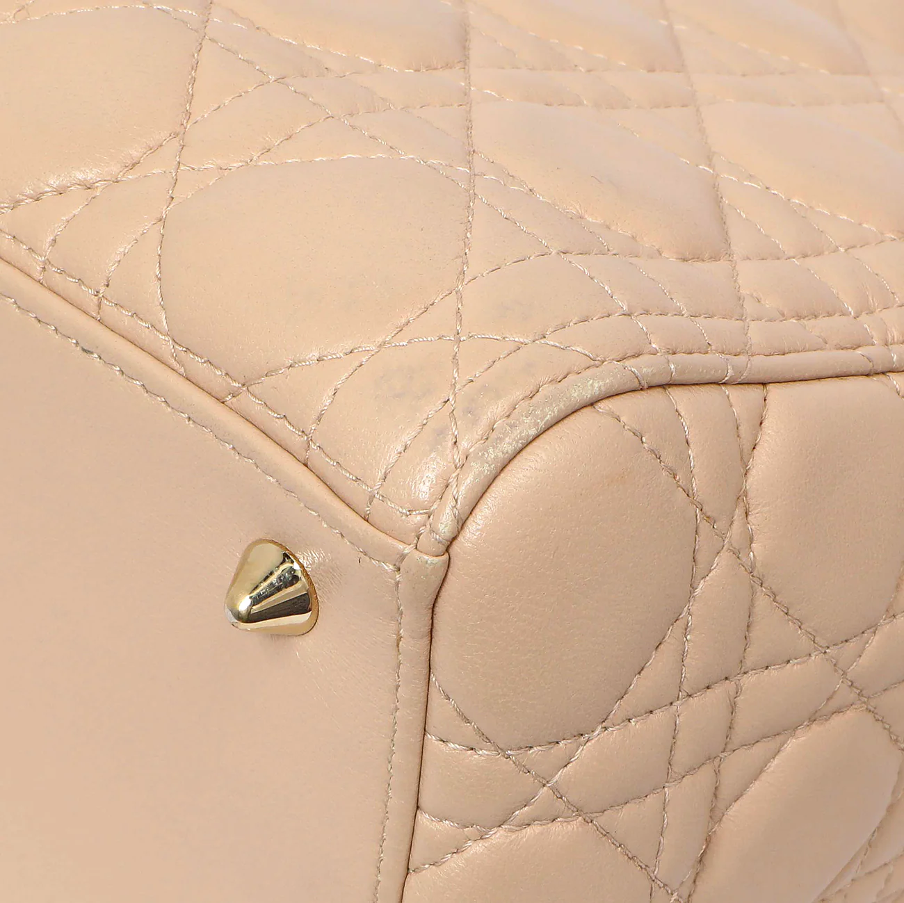 Christian Dior Nude Lambskin Cannage Medium Lady Dior - Image 7