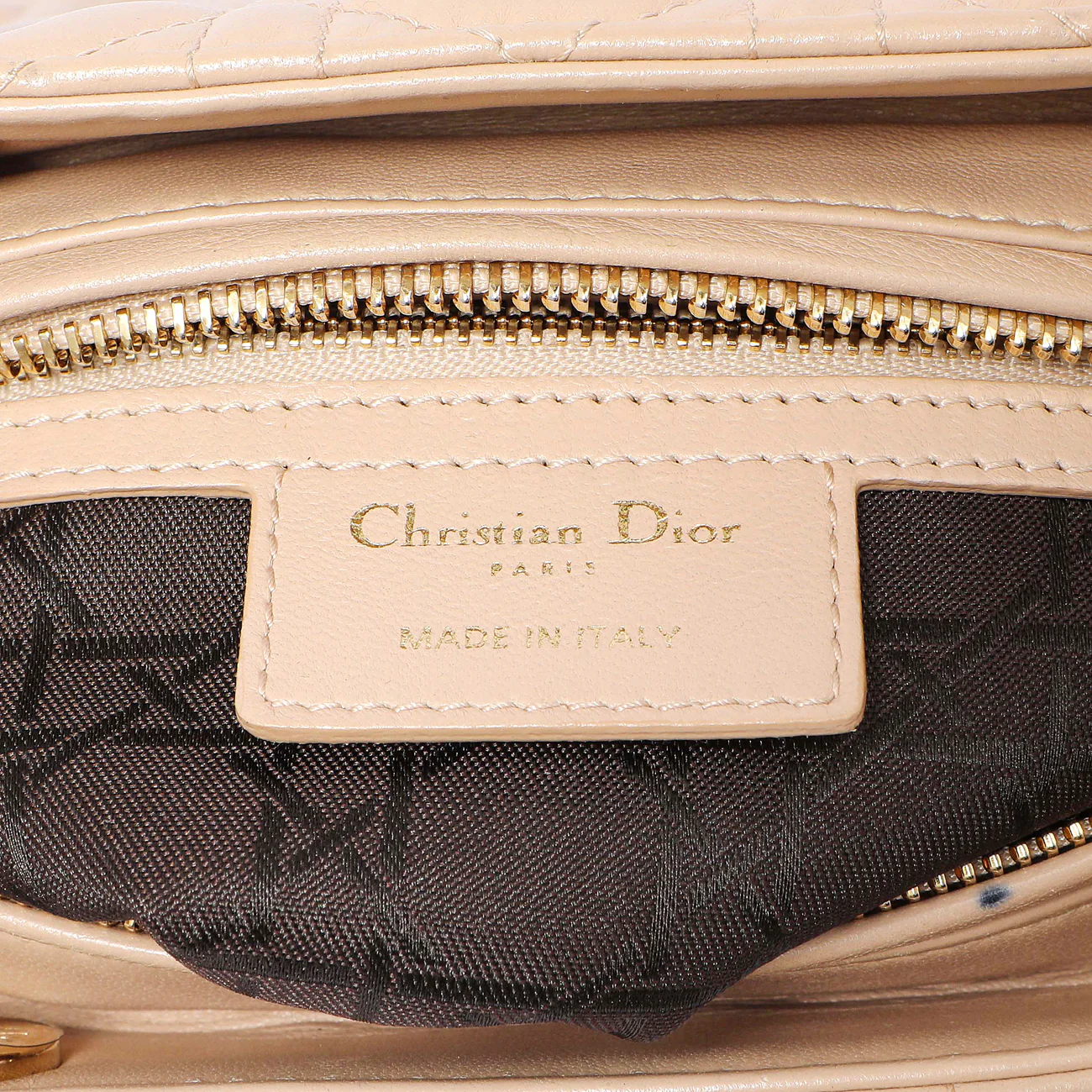 Christian Dior Nude Lambskin Cannage Medium Lady Dior - Image 9