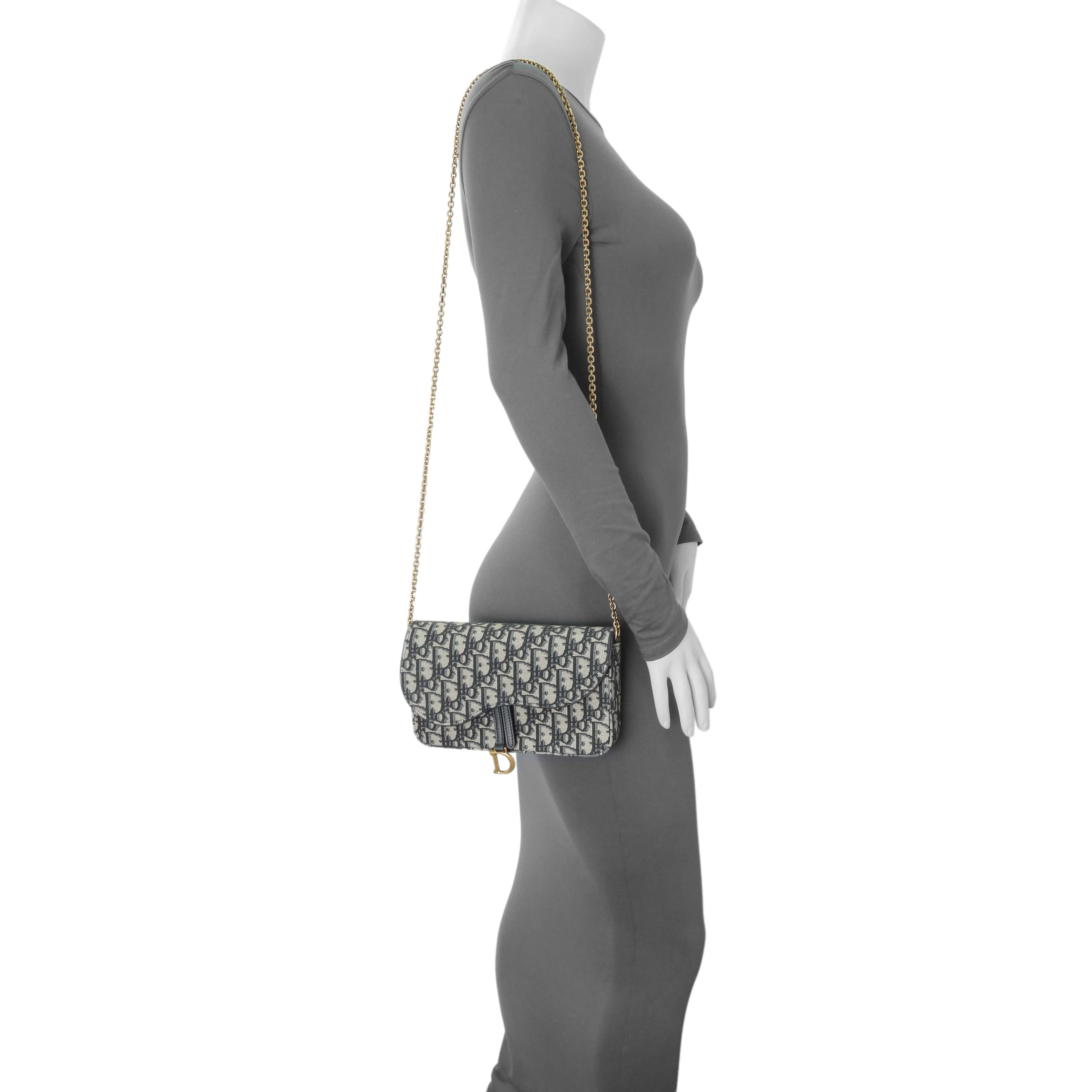 Christian Dior Oblique Saddle Pouch with Chain - Image 7