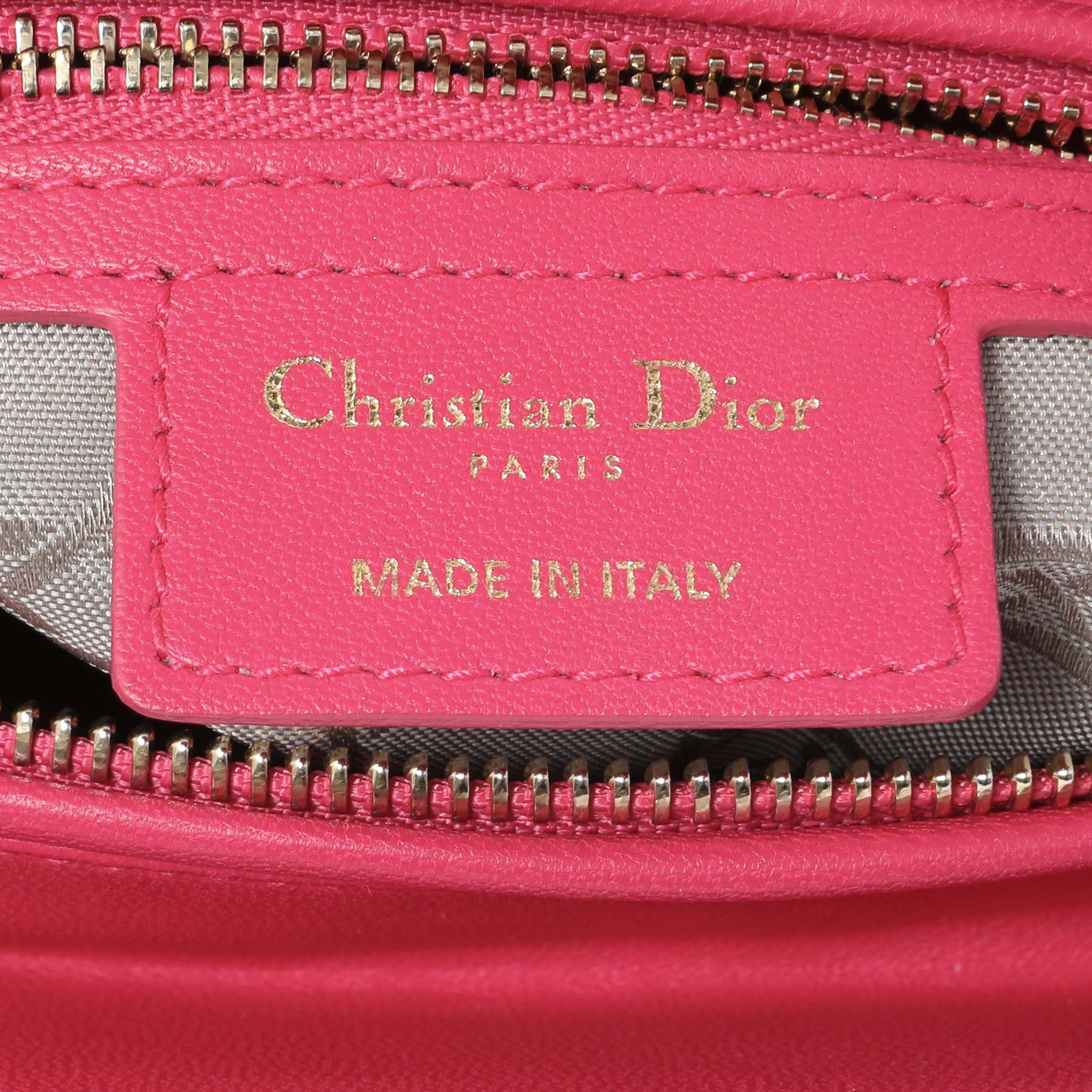 Christian Dior Pink Lambskin Cannage Medium Lady Dior - Image 13