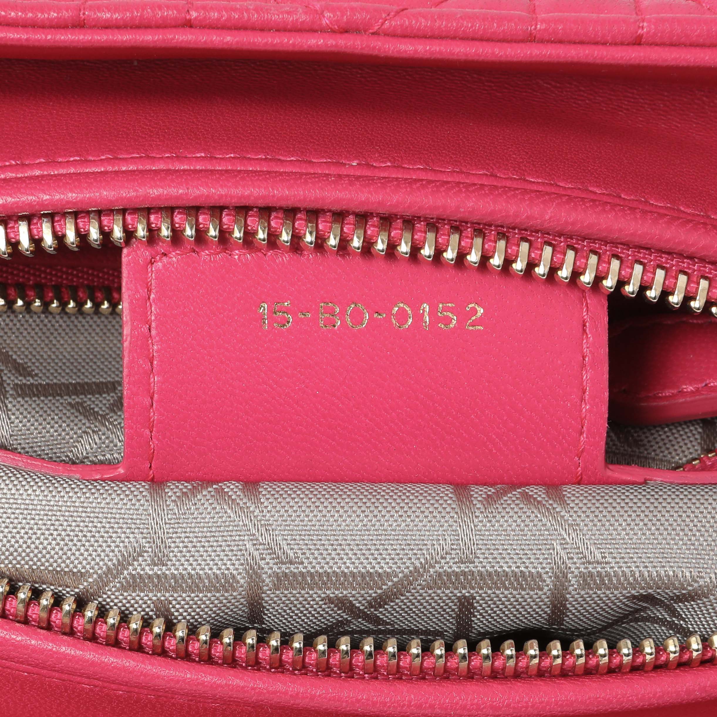 Christian Dior Pink Lambskin Cannage Medium Lady Dior - Image 14