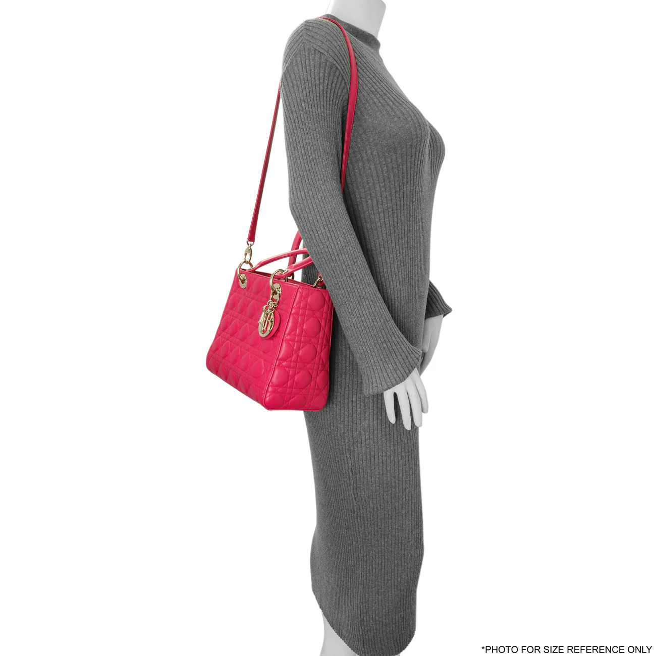 Christian Dior Pink Lambskin Cannage Medium Lady Dior - Image 15
