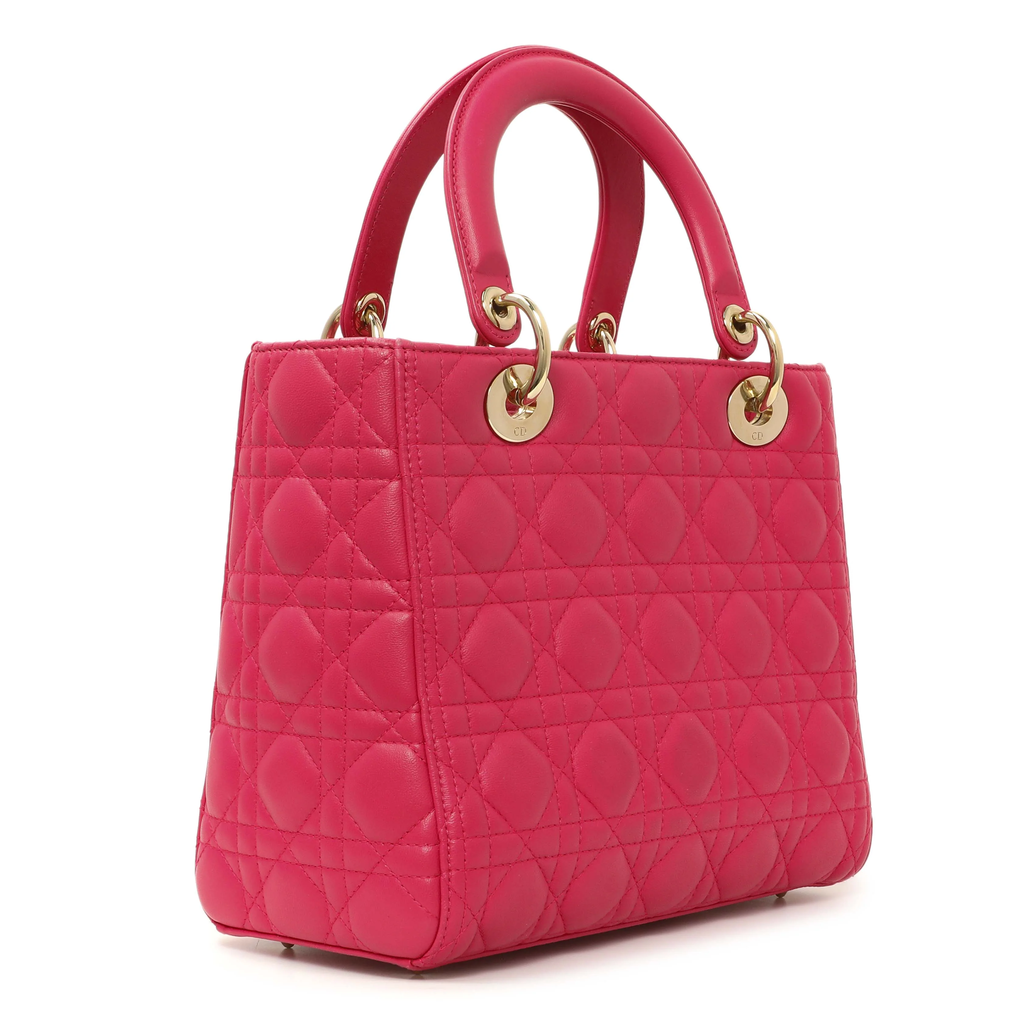 Christian Dior Pink Lambskin Cannage Medium Lady Dior - Image 2