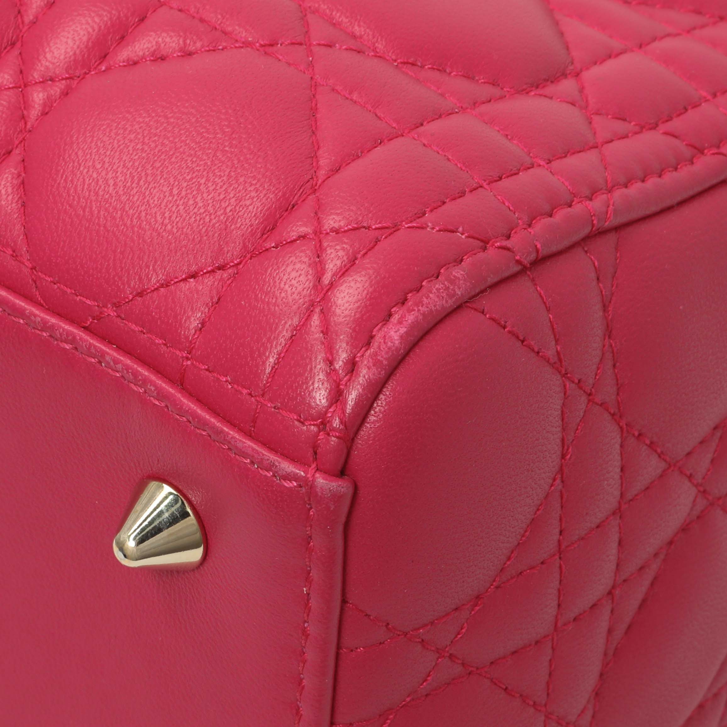 Christian Dior Pink Lambskin Cannage Medium Lady Dior - Image 5