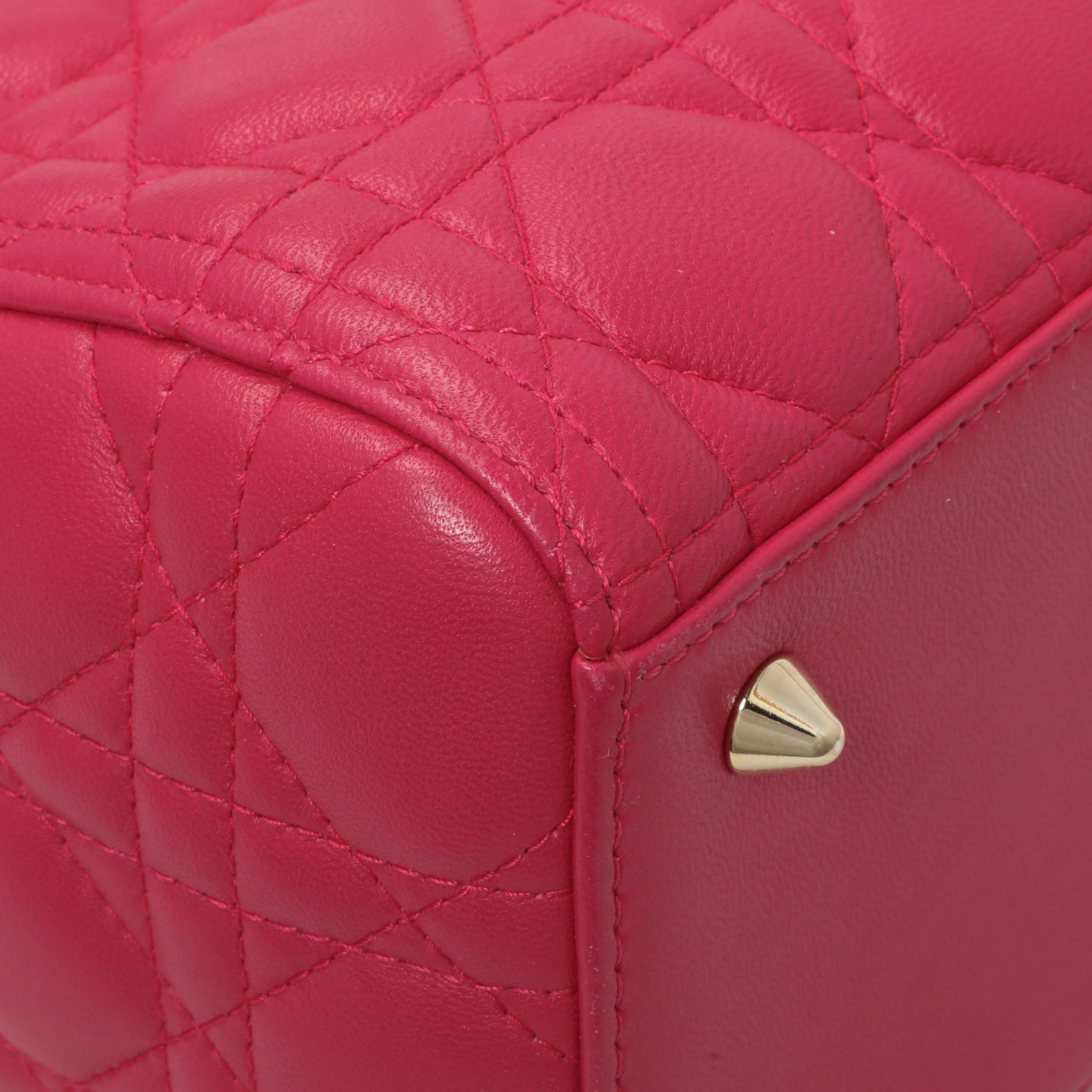 Christian Dior Pink Lambskin Cannage Medium Lady Dior - Image 6