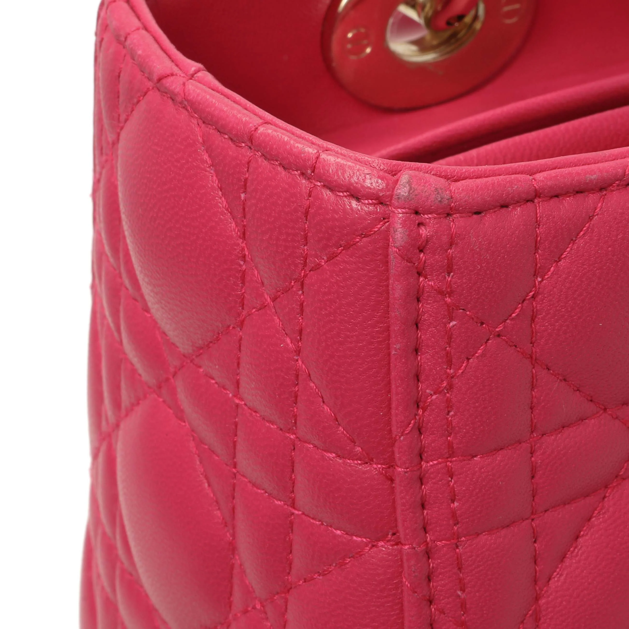 Christian Dior Pink Lambskin Cannage Medium Lady Dior - Image 8