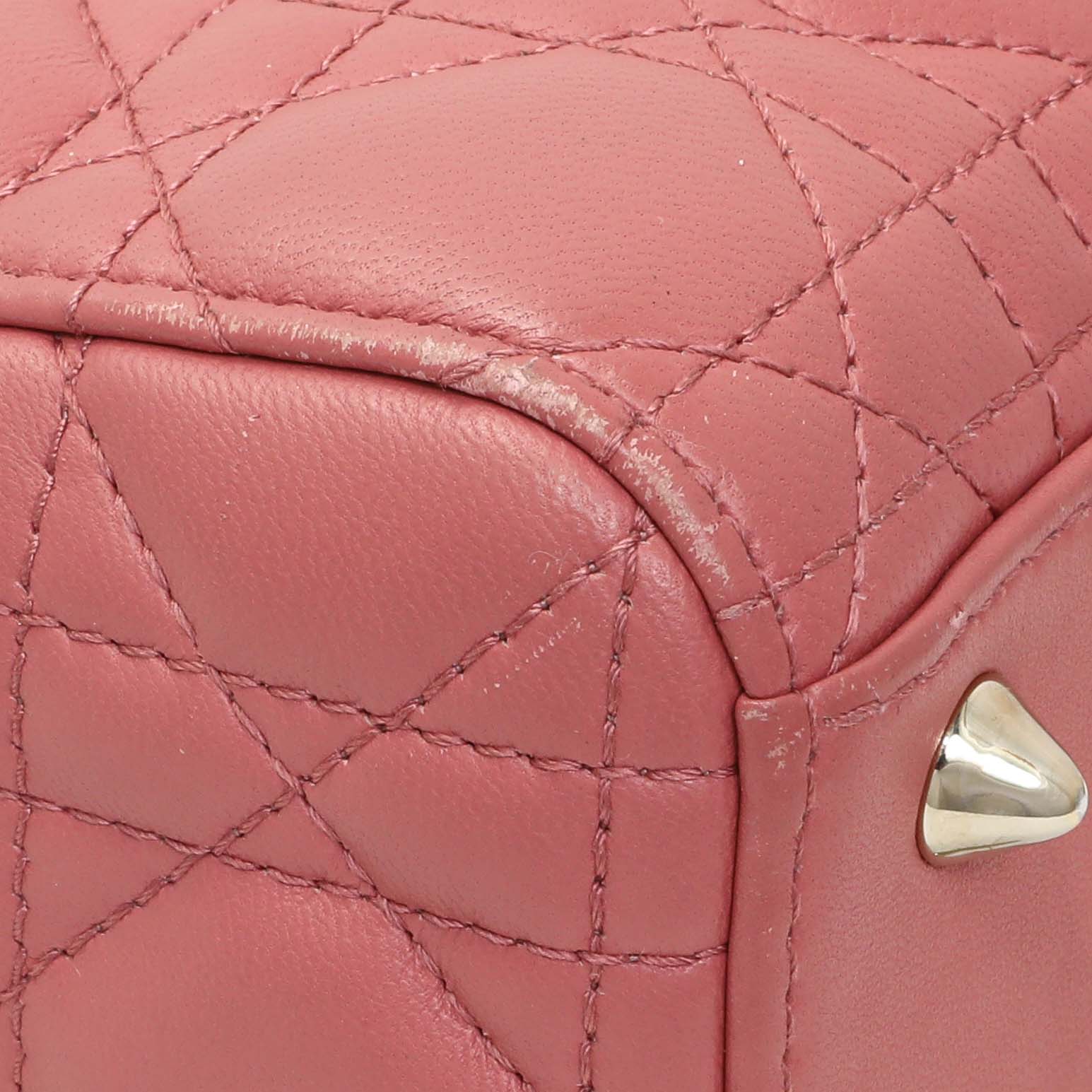 Christian Dior Pink Lambskin Cannage Small My ABCDior Lady Dior - Image 4