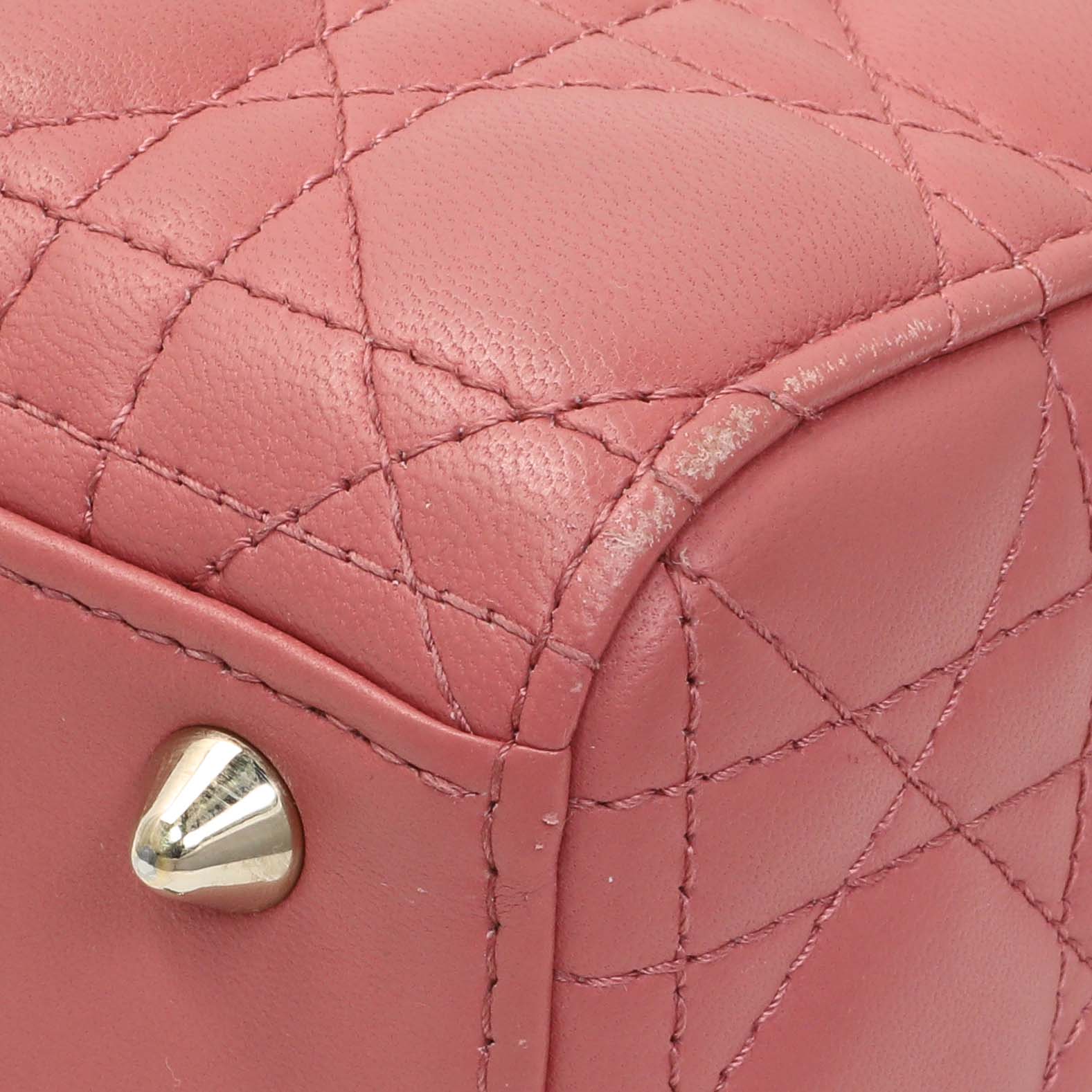 Christian Dior Pink Lambskin Cannage Small My ABCDior Lady Dior - Image 5