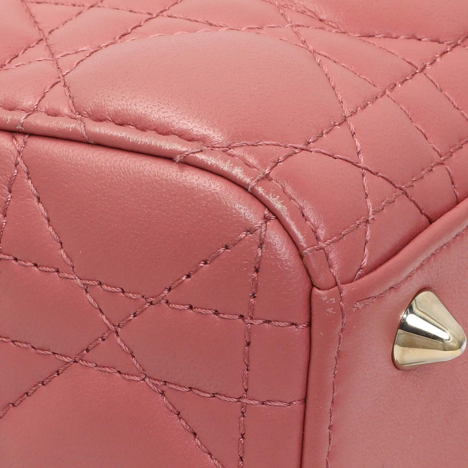 Christian Dior Pink Lambskin Cannage Small My ABCDior Lady Dior - Image 6