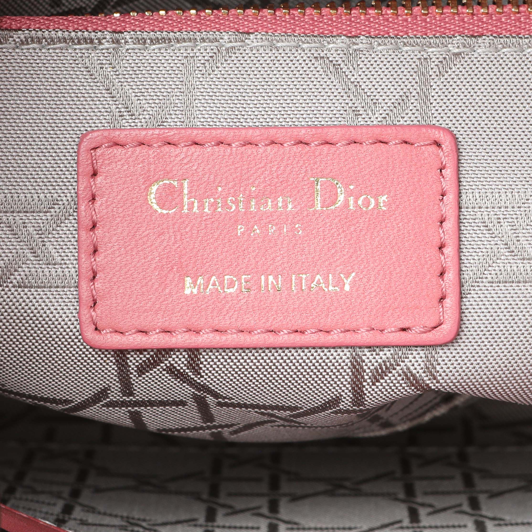 Christian Dior Pink Lambskin Cannage Small My ABCDior Lady Dior - Image 9