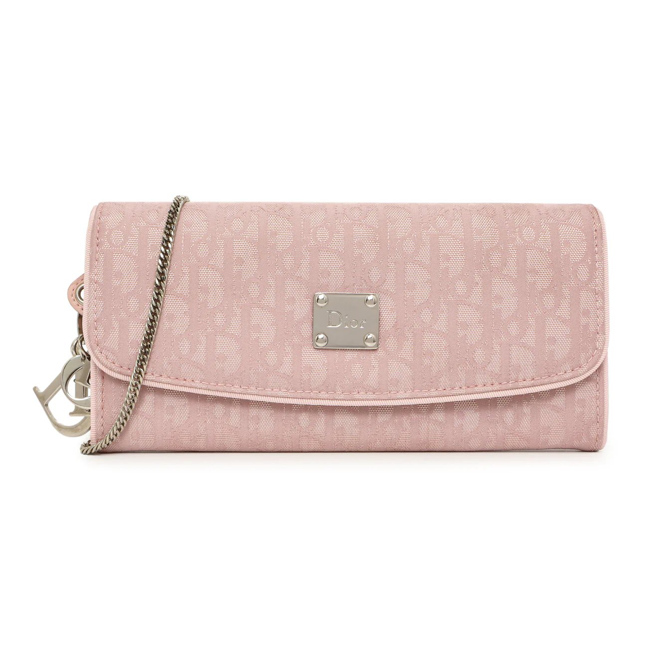 Christian Dior Pink Monogram Chain Wallet