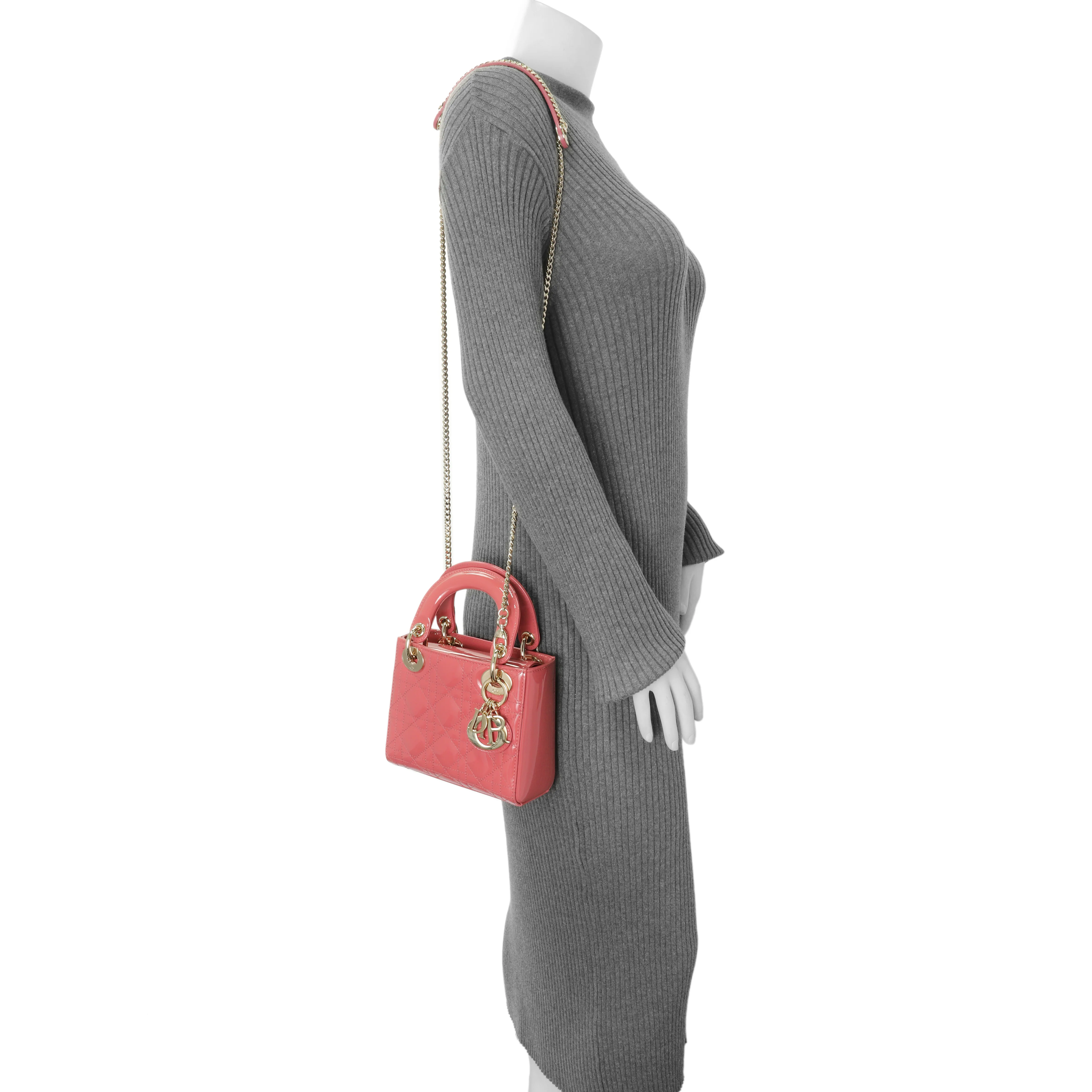 Christian Dior Pink Patent Cannage Mini Lady Dior - Image 9
