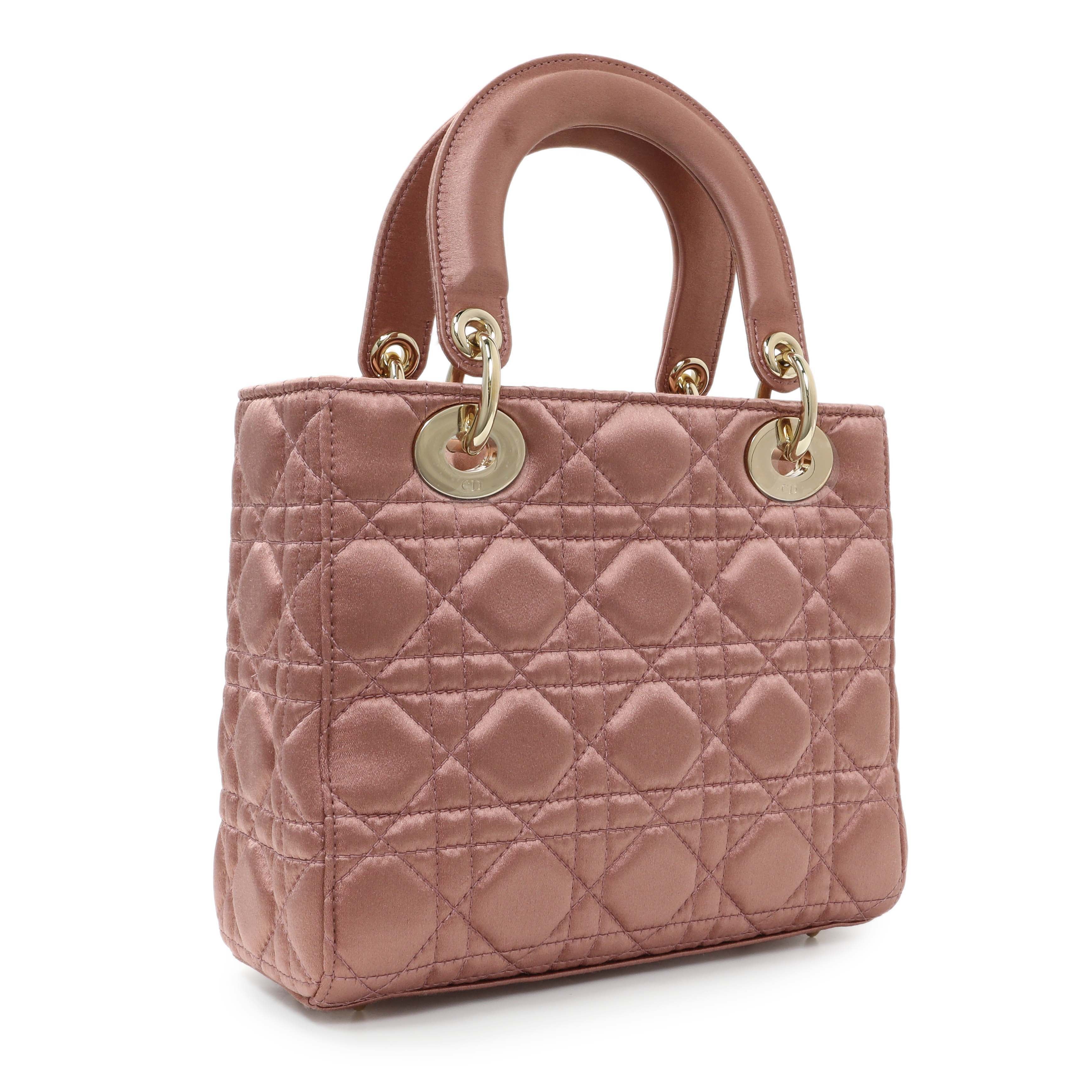 Christian Dior Pink Satin Crystal Cannage Small My ABCDior Lady Dior - Image 2