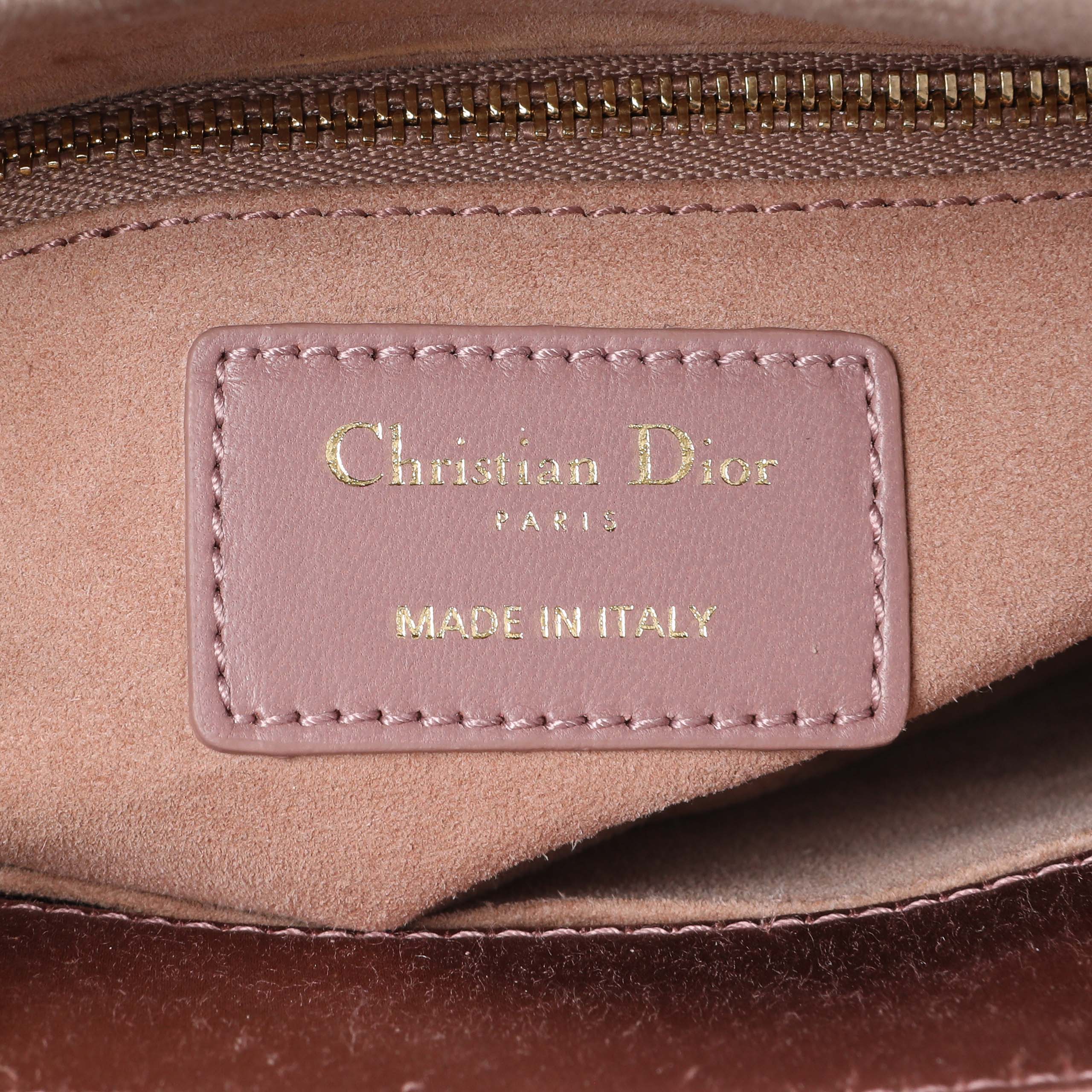 Christian Dior Pink Satin Crystal Cannage Small My ABCDior Lady Dior - Image 5