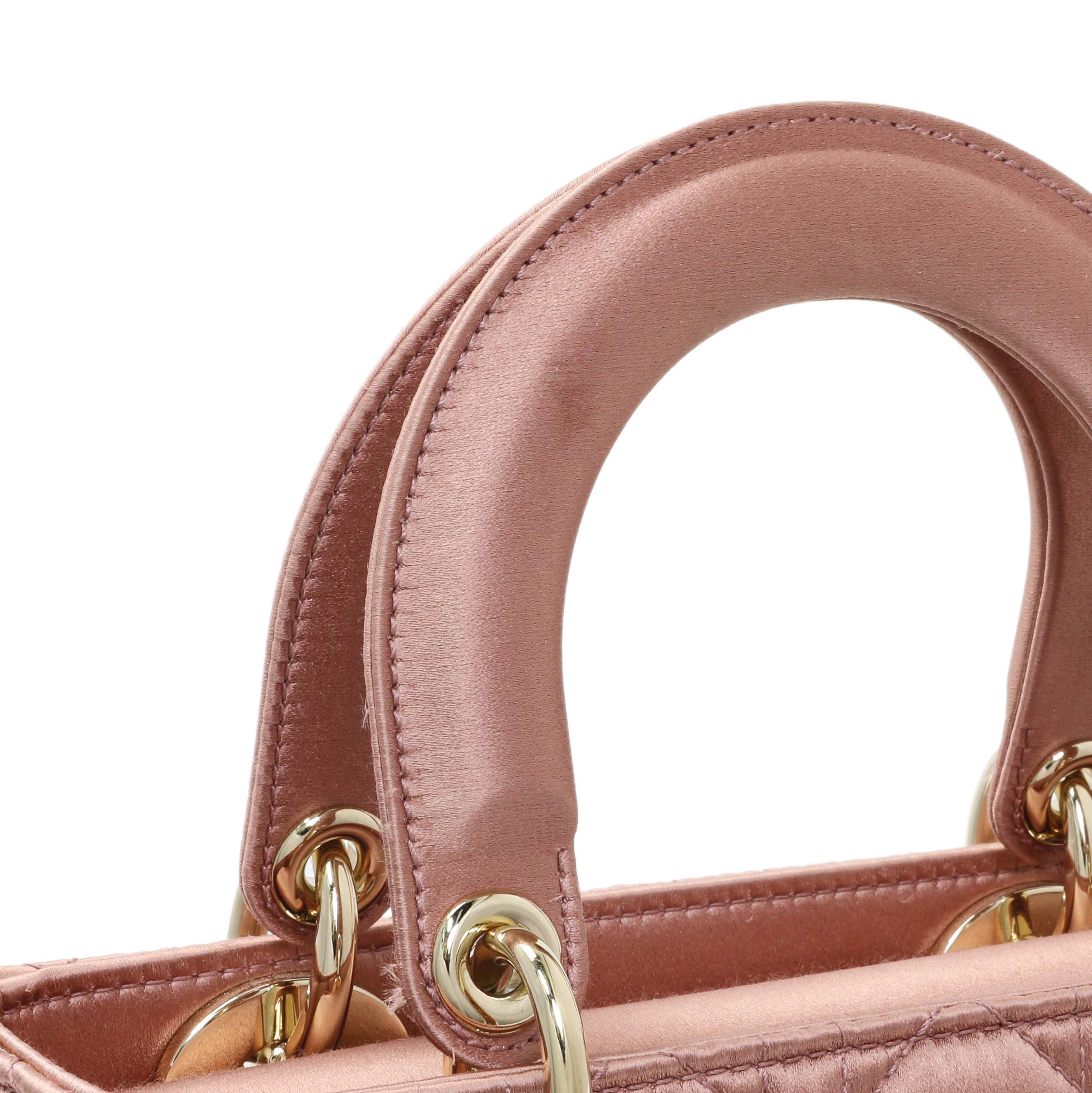 Christian Dior Pink Satin Crystal Cannage Small My ABCDior Lady Dior - Image 7