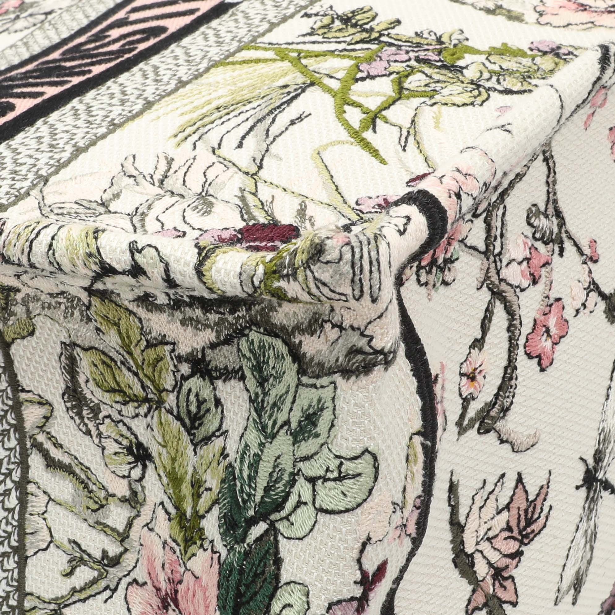 Christian Dior Pink White Floral Embroidered Medium Book Tote - Image 4