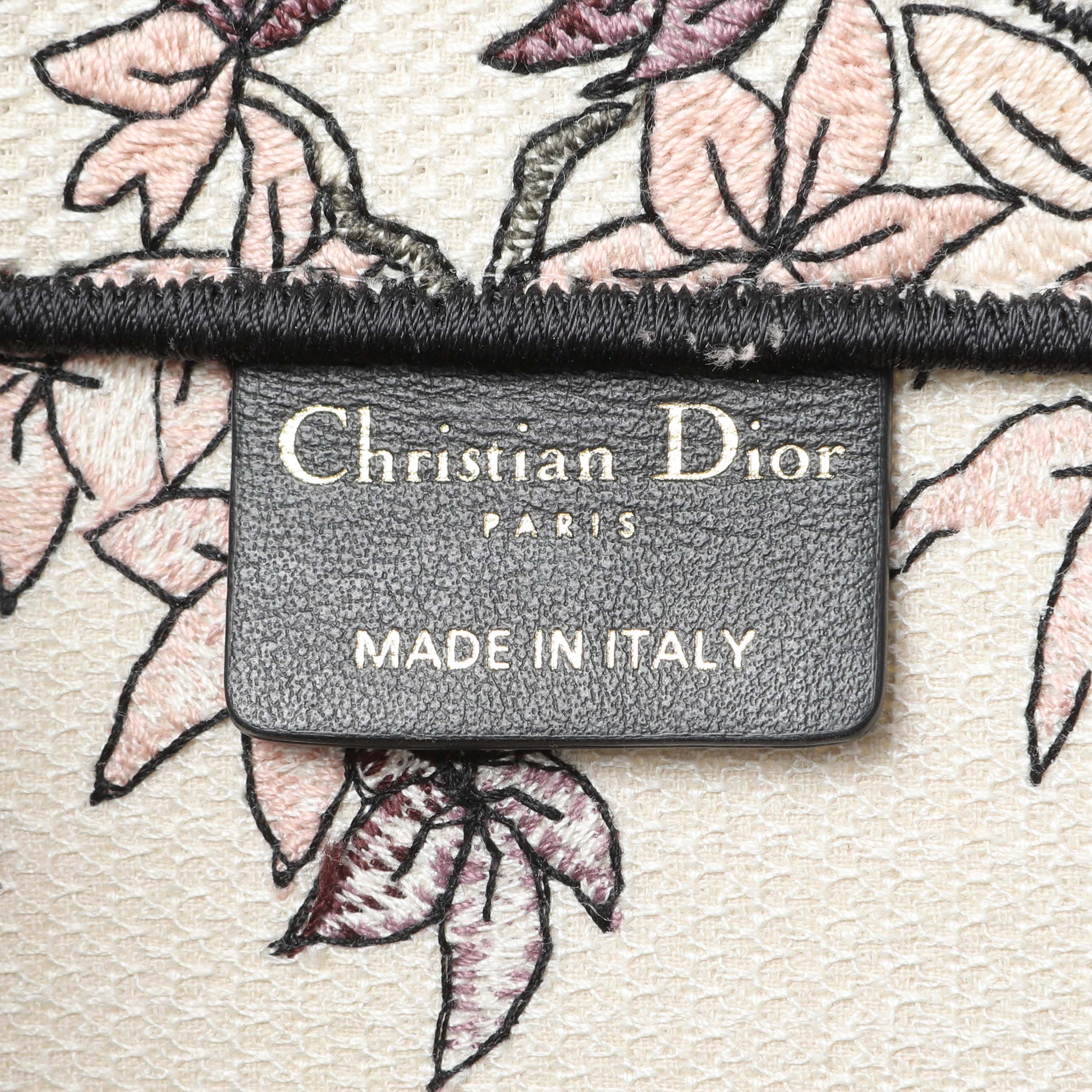 Christian Dior Pink White Floral Embroidered Medium Book Tote - Image 9
