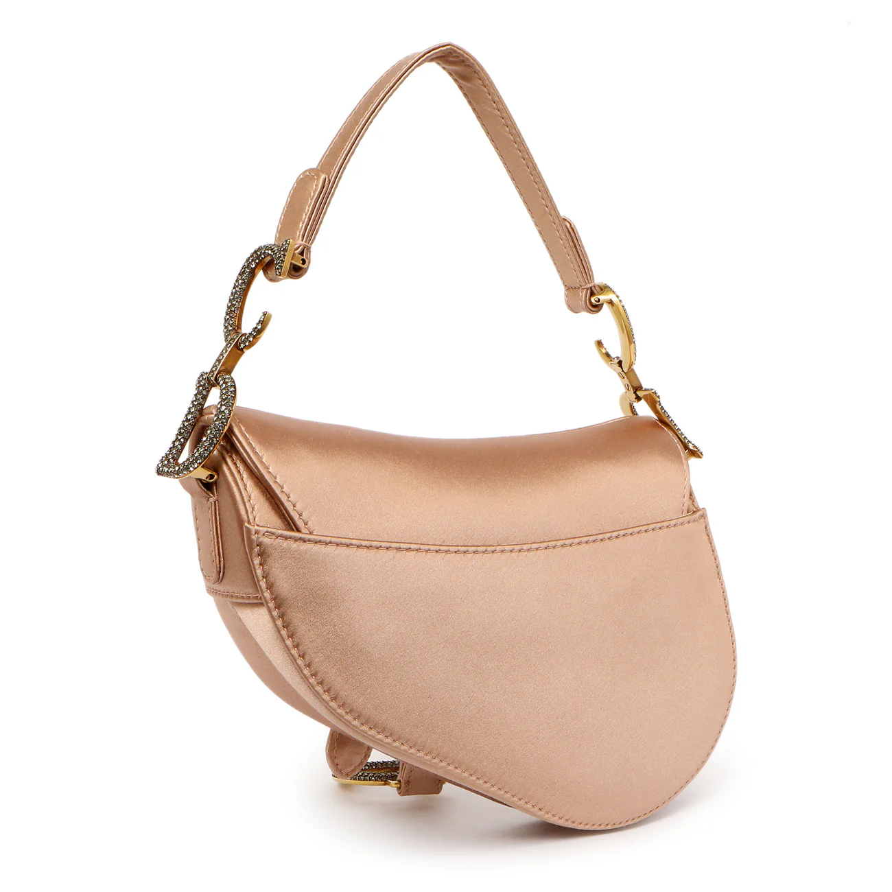 Christian Dior Powder Beige Satin Crystal Mini Saddle Bag - Image 2