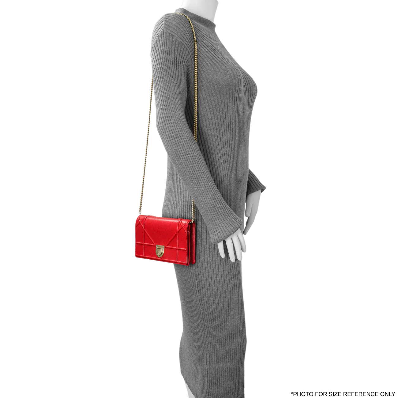 Christian Dior Red Calfskin Diorama Wallet On Chain - Image 11