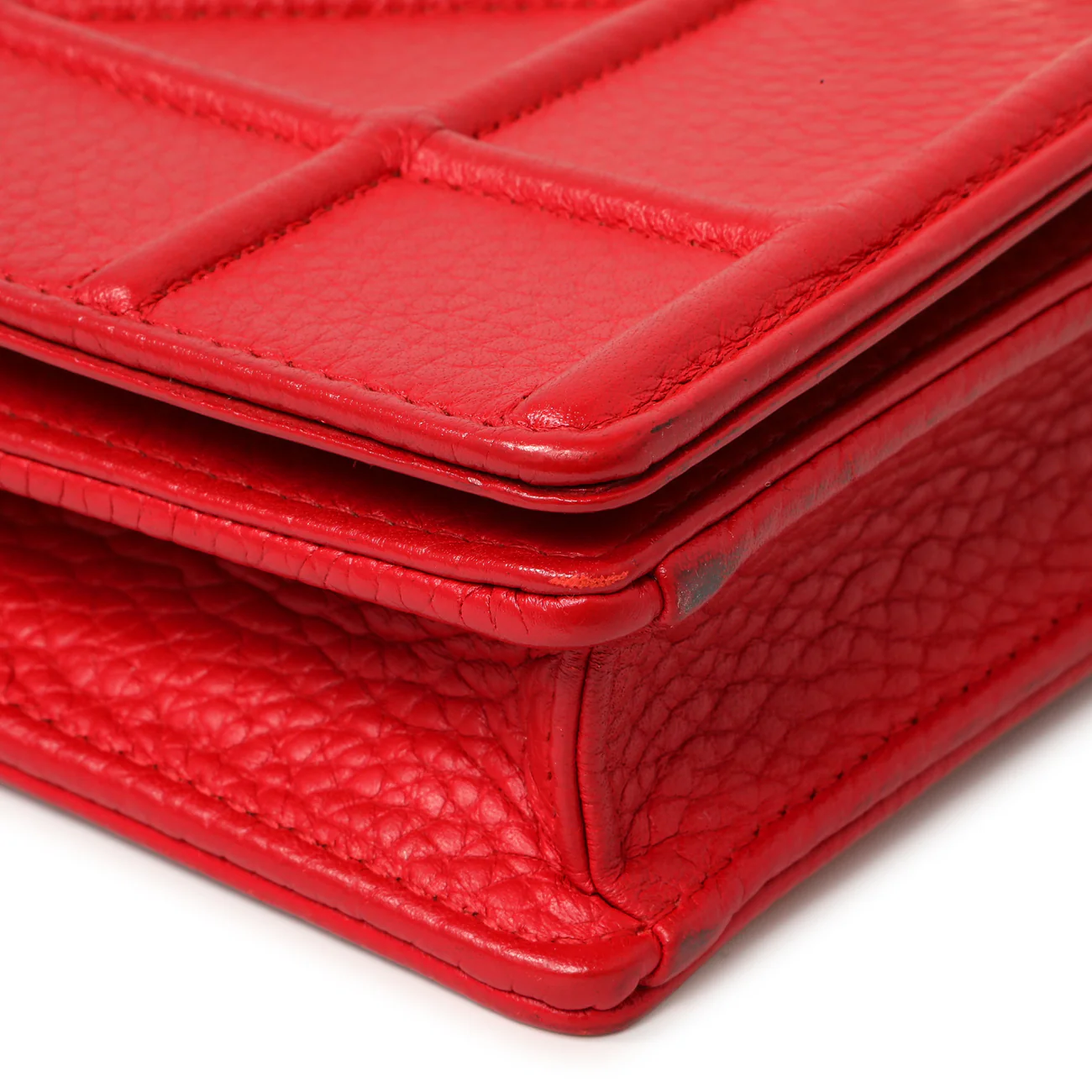 Christian Dior Red Calfskin Diorama Wallet On Chain - Image 4