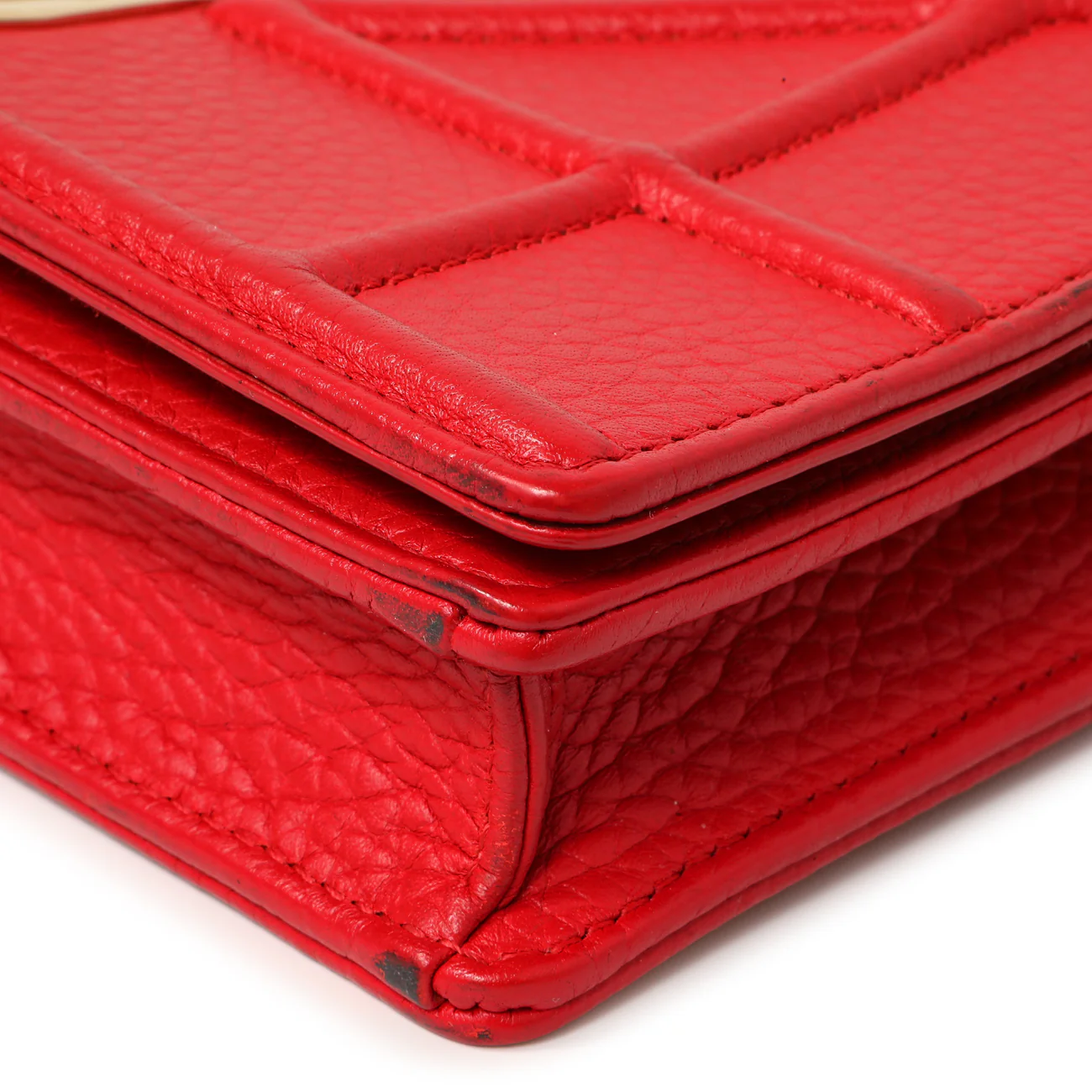 Christian Dior Red Calfskin Diorama Wallet On Chain - Image 5