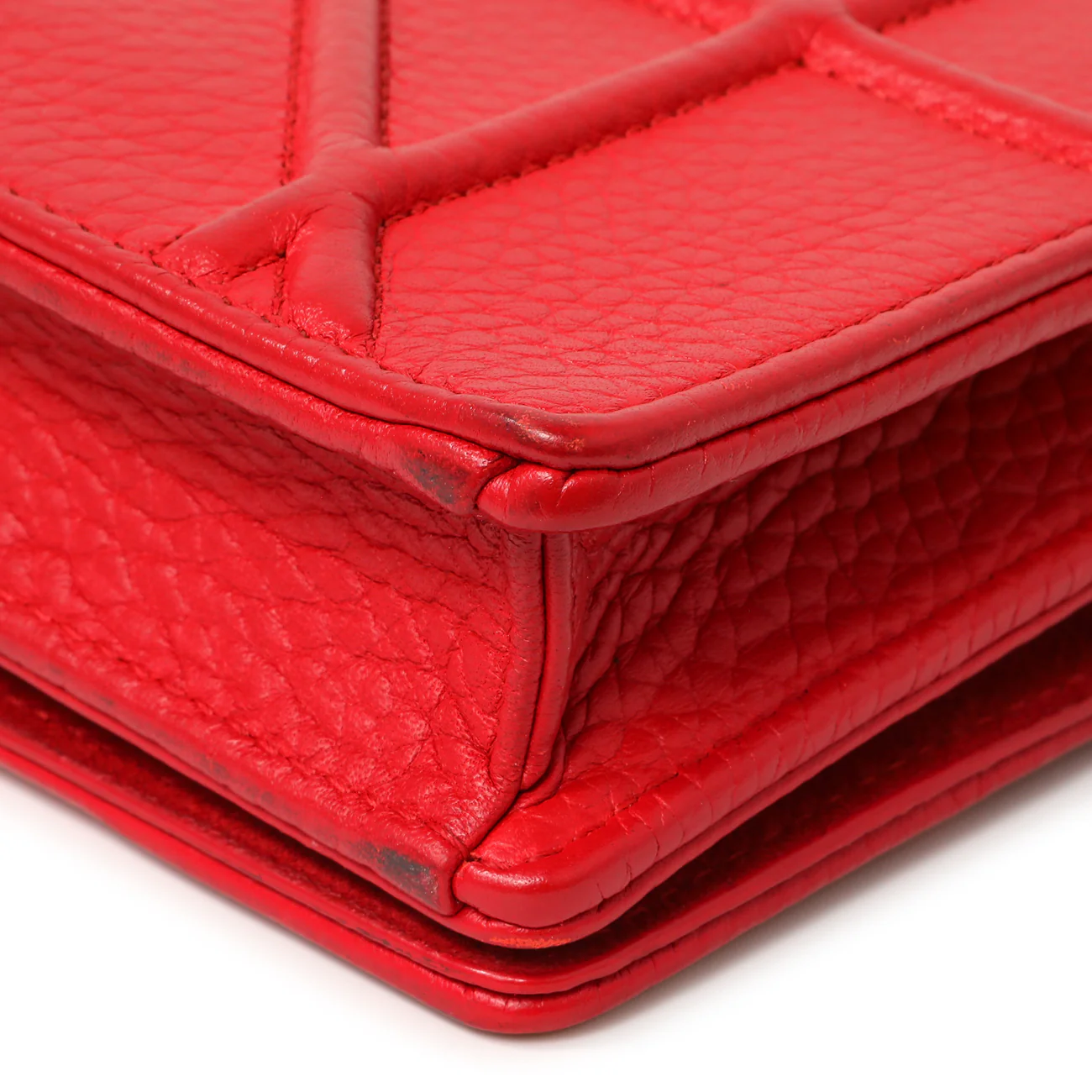 Christian Dior Red Calfskin Diorama Wallet On Chain - Image 7