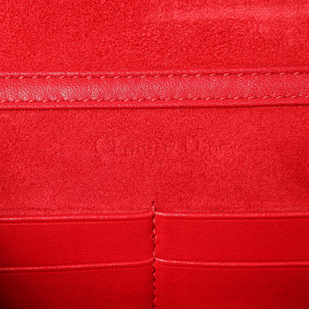 Christian Dior Red Calfskin Diorama Wallet On Chain - Image 9