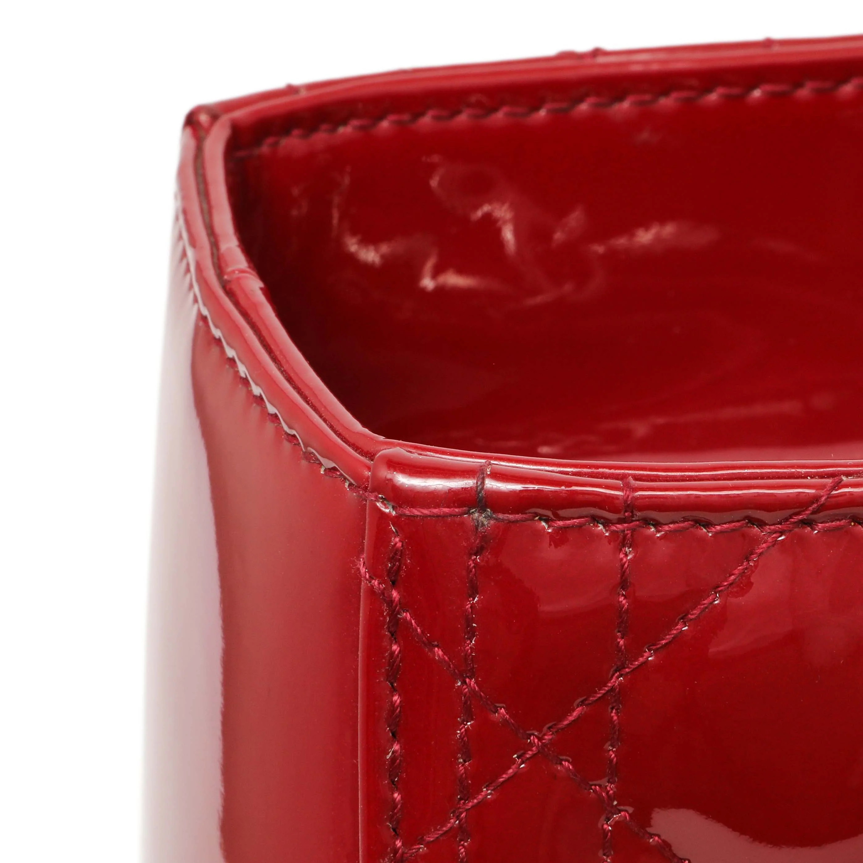 Christian Dior Red Patent Cannage Large Lady Dior - Image 10