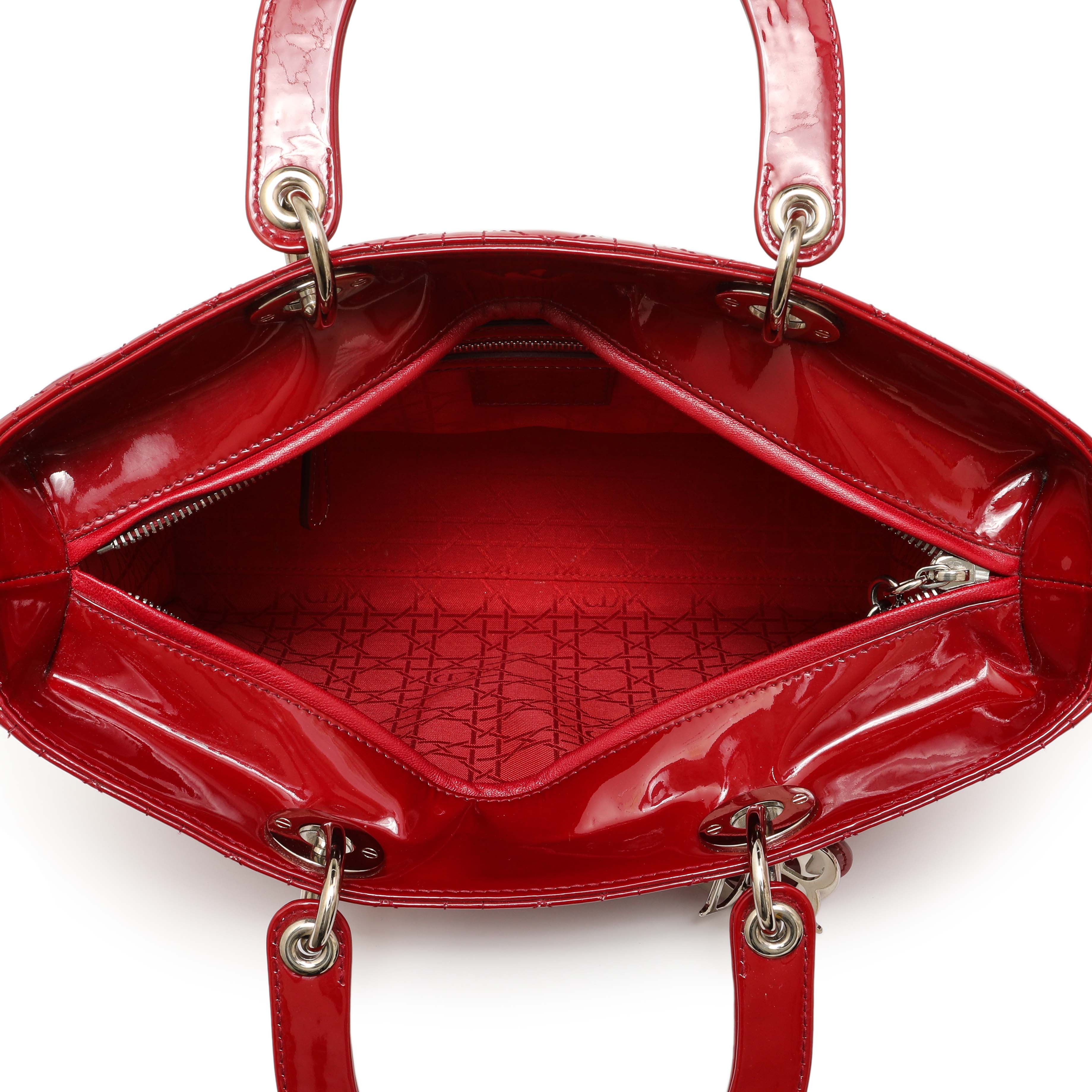 Christian Dior Red Patent Cannage Large Lady Dior - Image 12