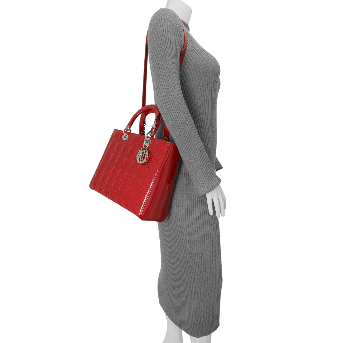 Christian Dior Red Patent Cannage Large Lady Dior - Image 15