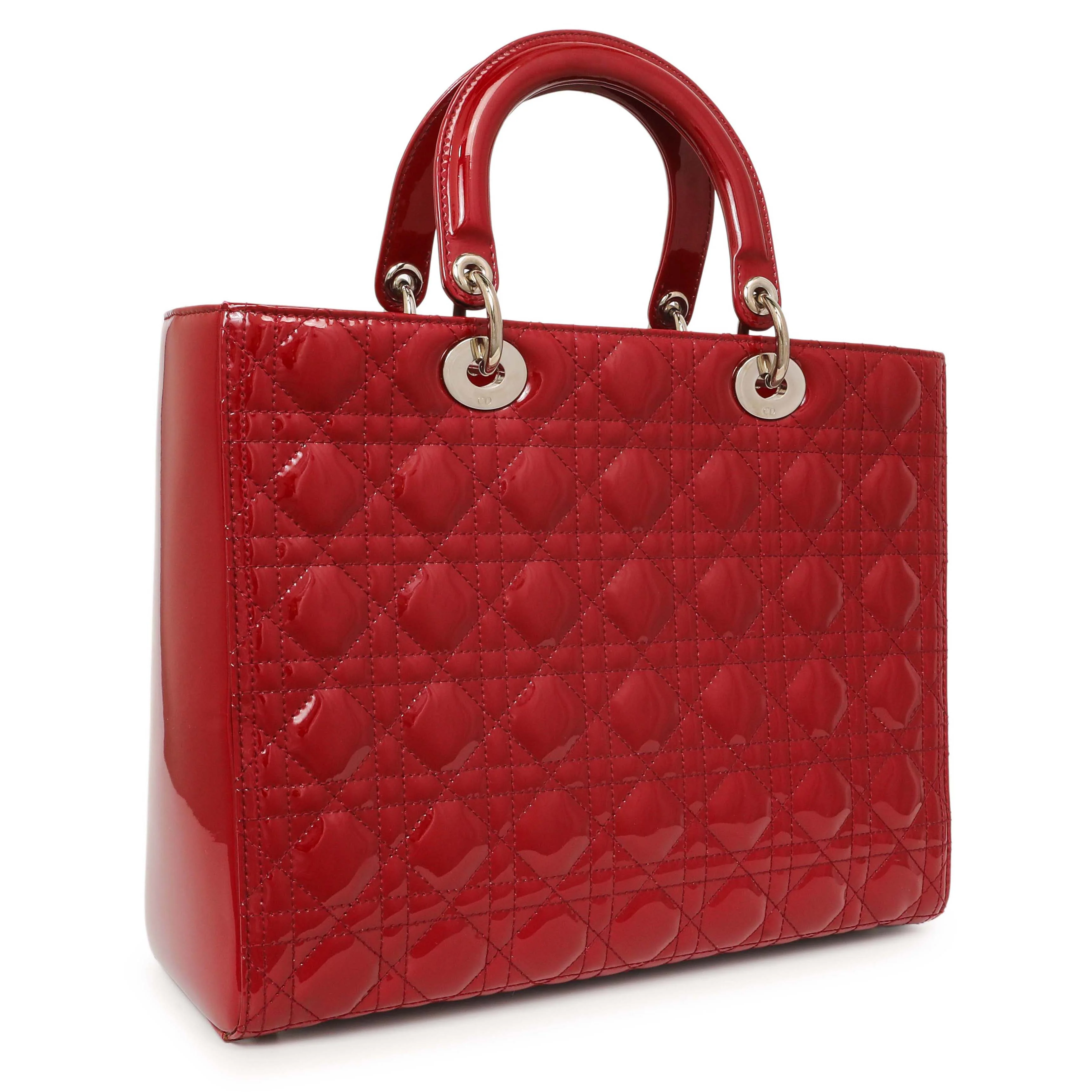 Christian Dior Red Patent Cannage Large Lady Dior - Image 2